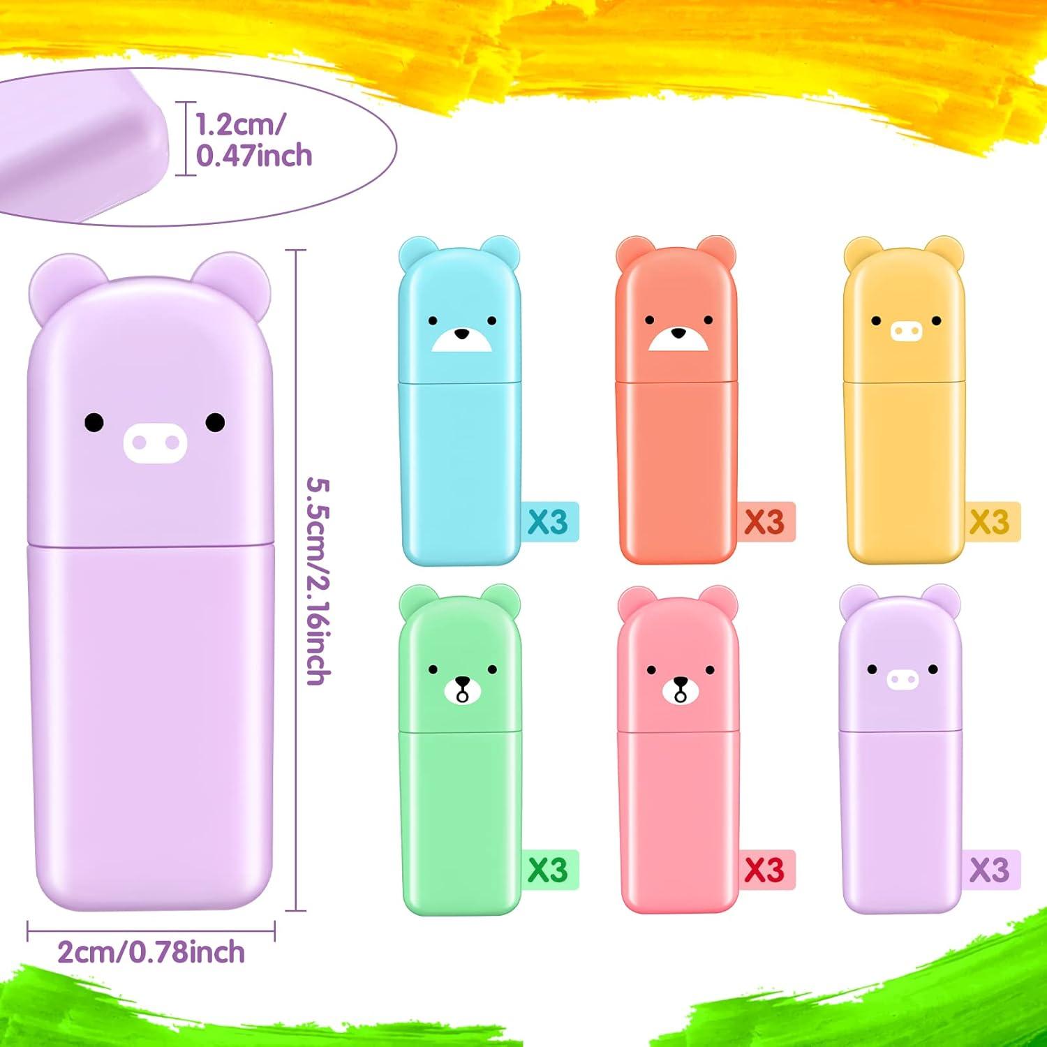 Set de 18 Marcadores Fluorescentes Kawaii Ireer - 6 Colores