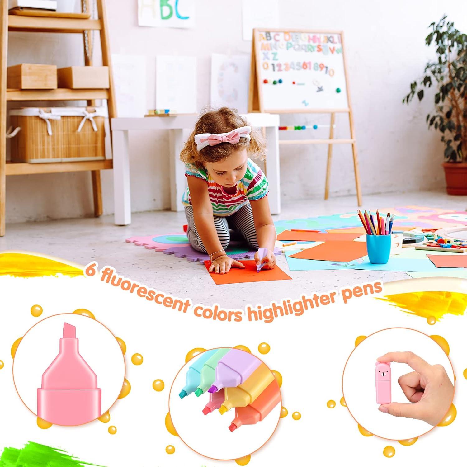 Set de 18 Marcadores Fluorescentes Kawaii Ireer - 6 Colores