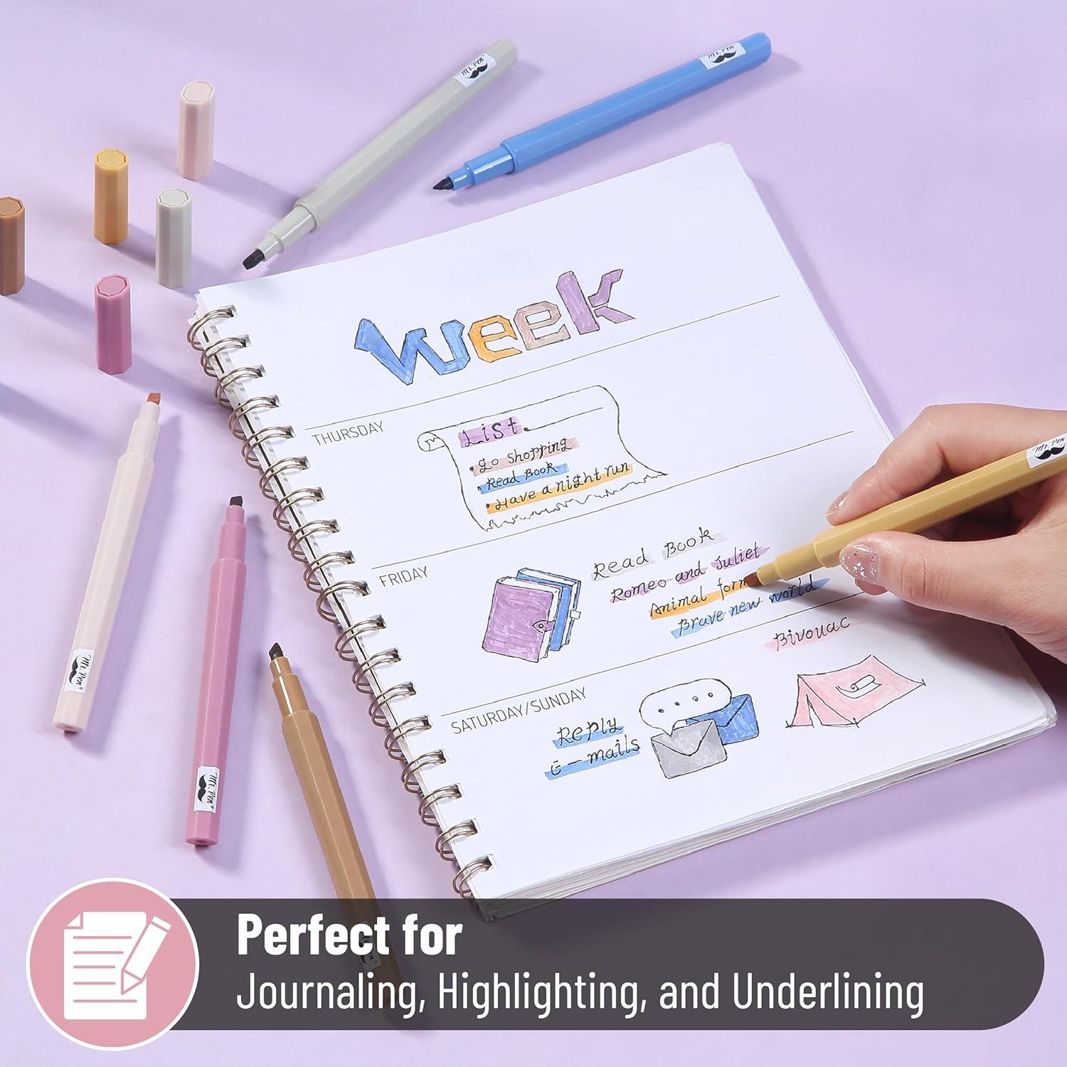 Marcadores Estéticos Mr. Pen 6 Piezas Punta Cincel Retro