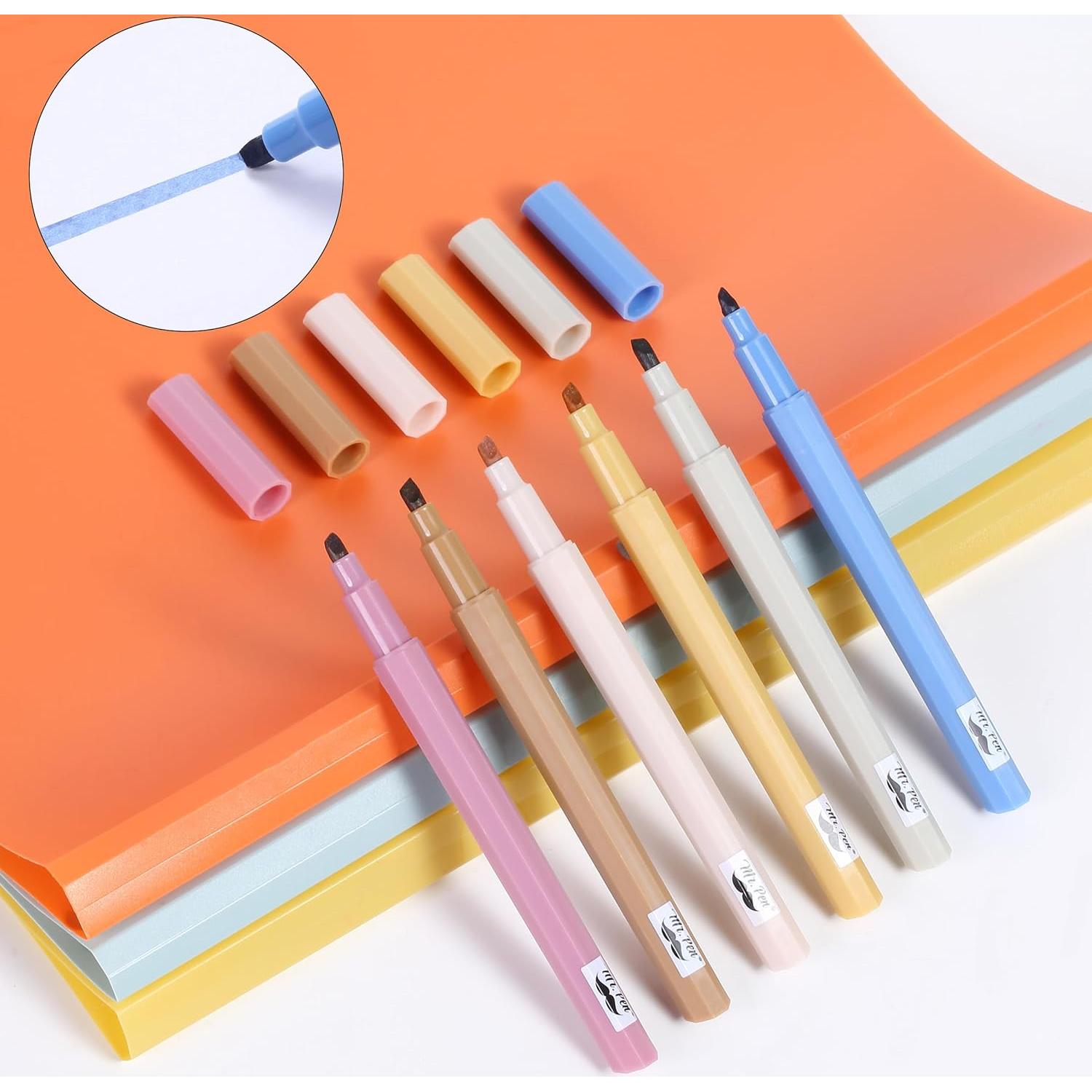 Marcadores Estéticos Mr. Pen 6 Piezas Punta Cincel Retro