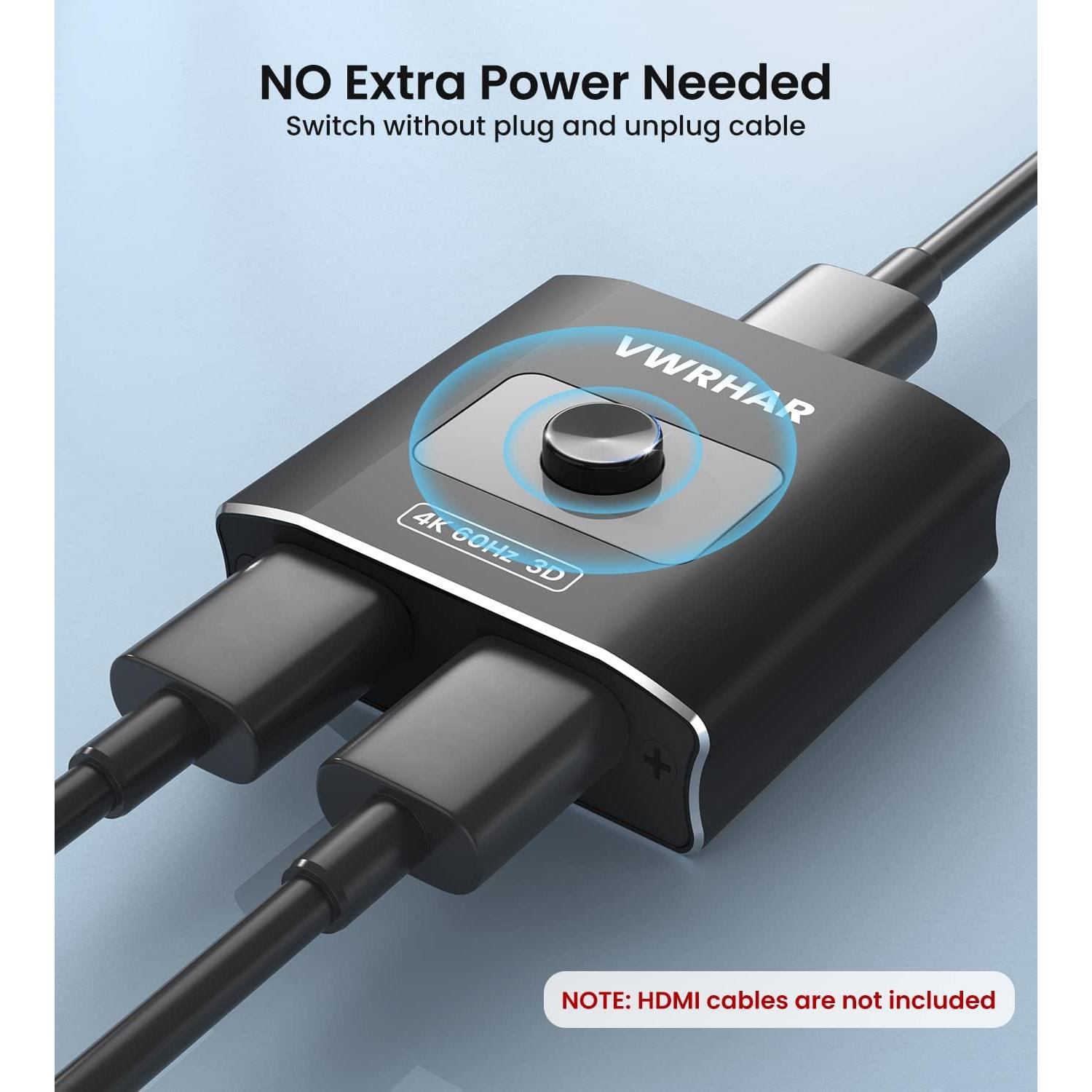 Interruptor HDMI 2.0 VWRHar 4K 60Hz Bidireccional 2x1