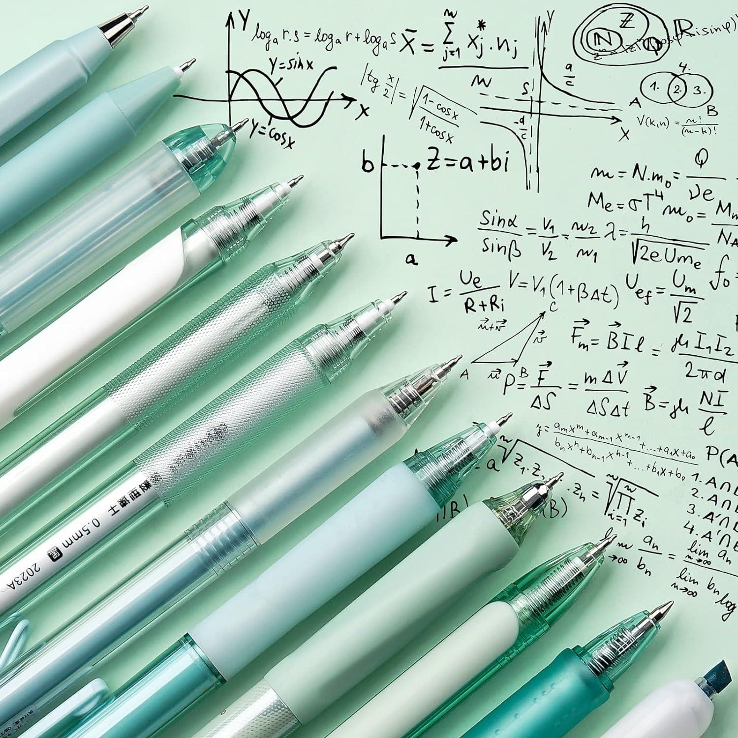 Set de 12 bolígrafos de gel Four Candies, tinta negra y verde