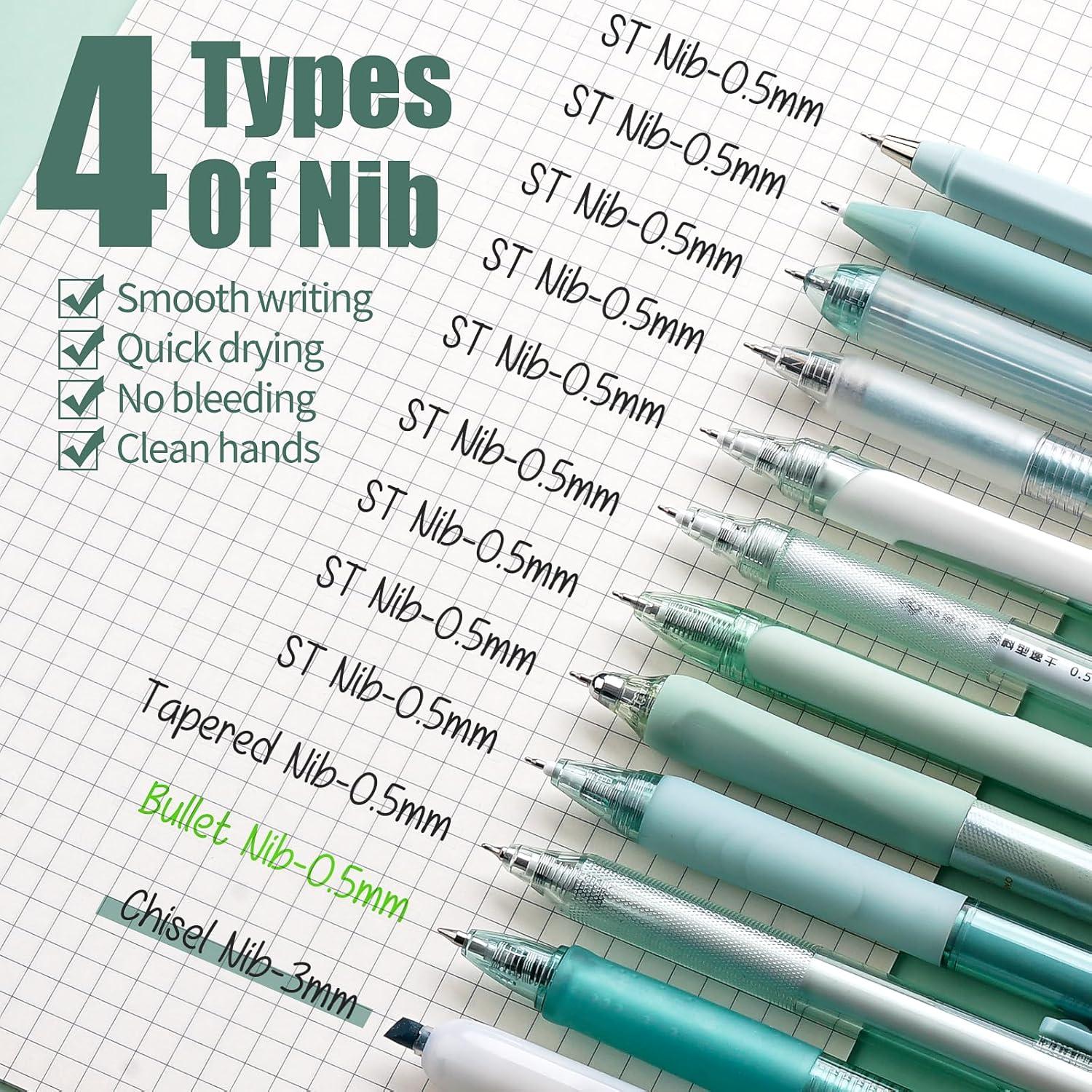 Set de 12 bolígrafos de gel Four Candies, tinta negra y verde