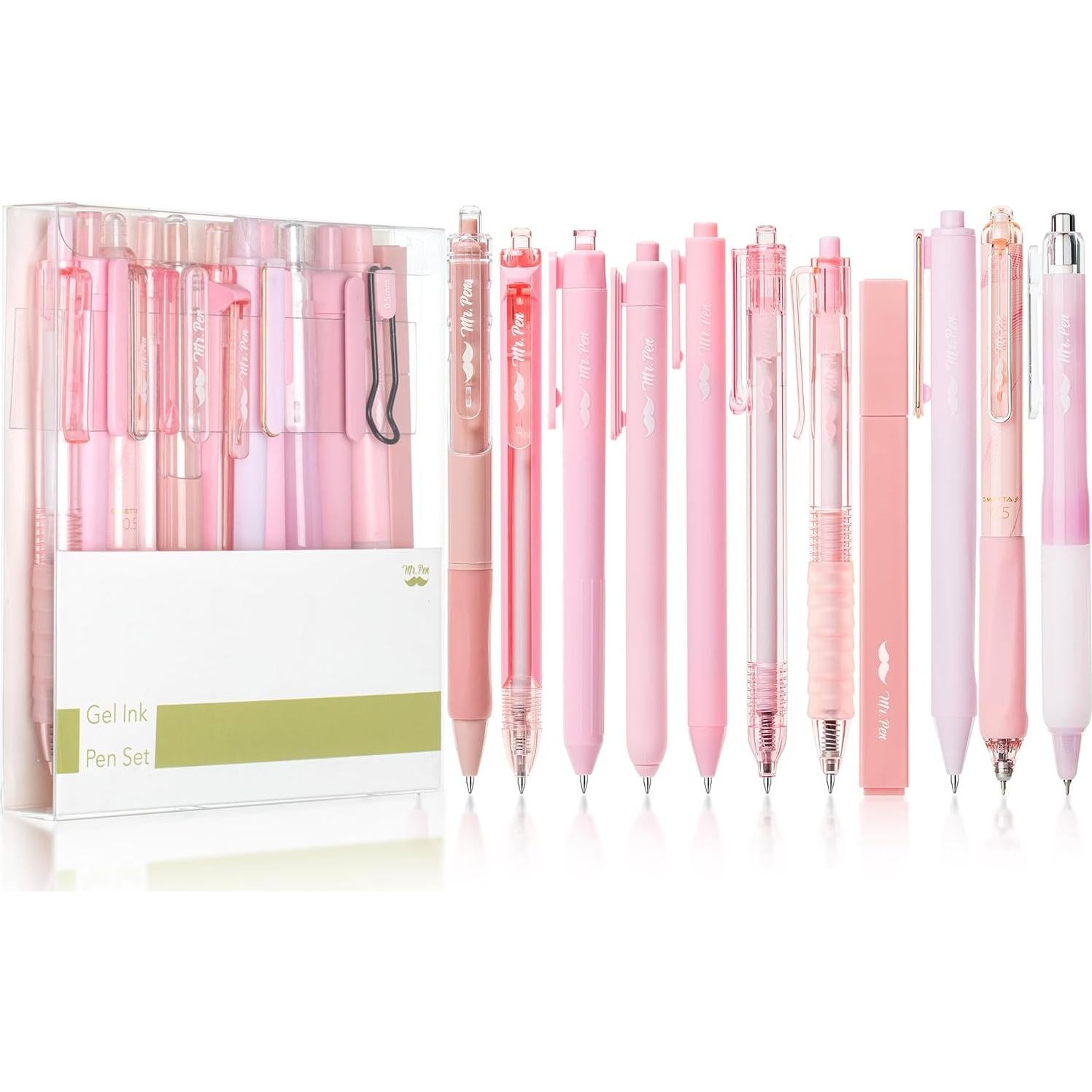 Juego de bolígrafos gel Mr. Pen 12 unidades rosa pastel 0.5mm