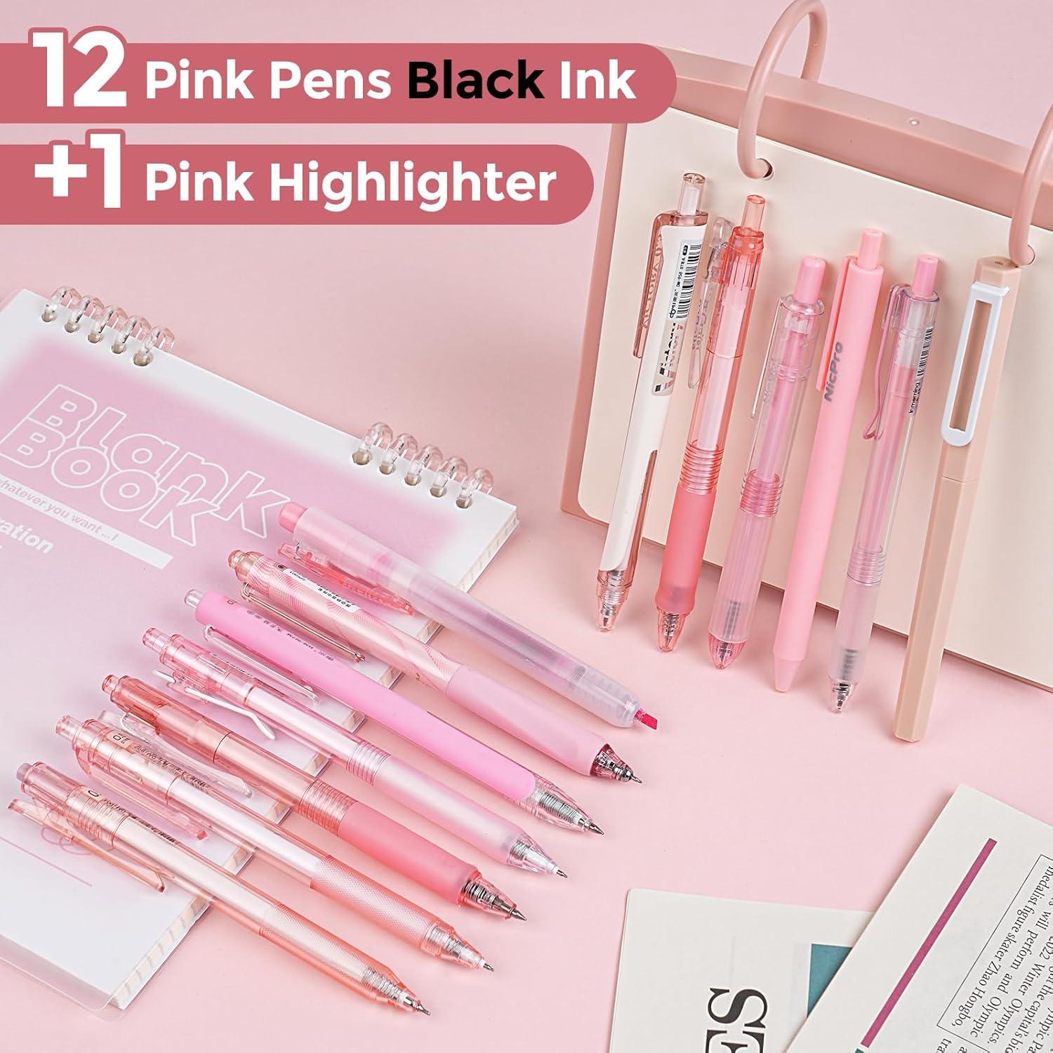 Conjunto de Bolígrafos de Gel Nicpro 13 Piezas Rosa 0.5mm