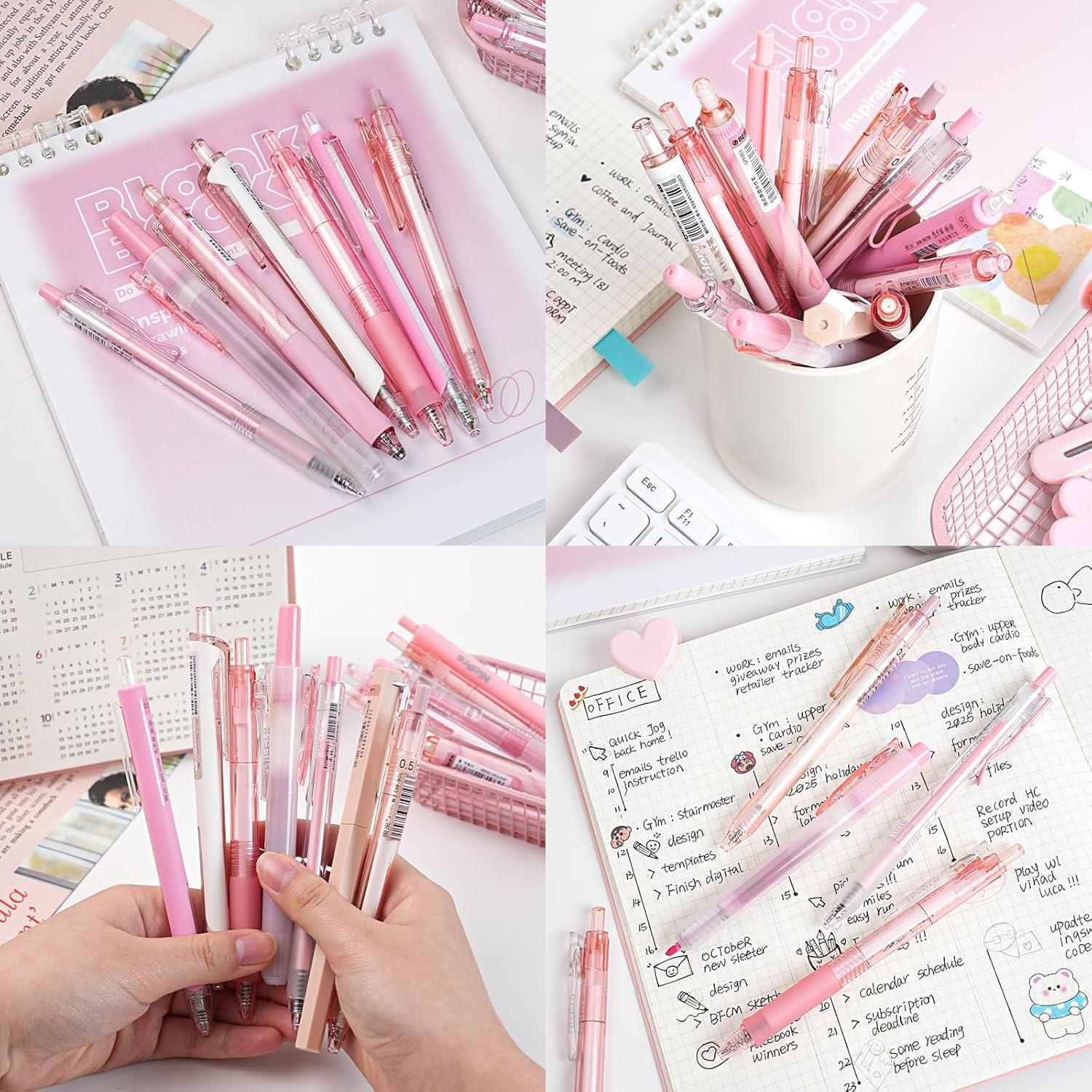 Conjunto de Bolígrafos de Gel Nicpro 13 Piezas Rosa 0.5mm