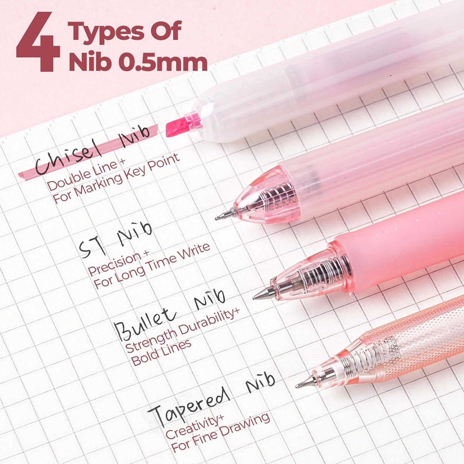 Conjunto de Bolígrafos de Gel Nicpro 13 Piezas Rosa 0.5mm