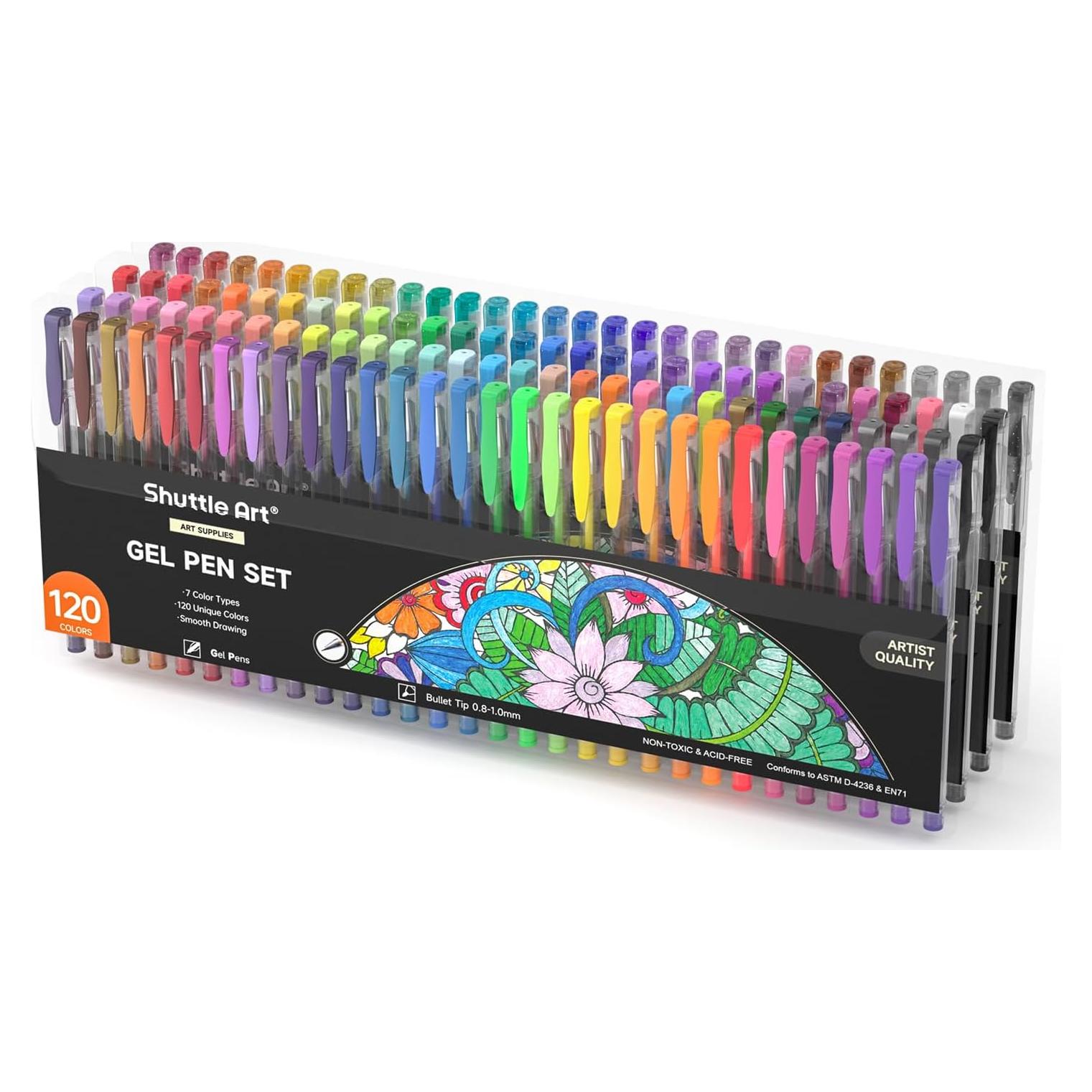Conjunto de 120 Bolígrafos de Gel Shuttle Art - Colores Únicos