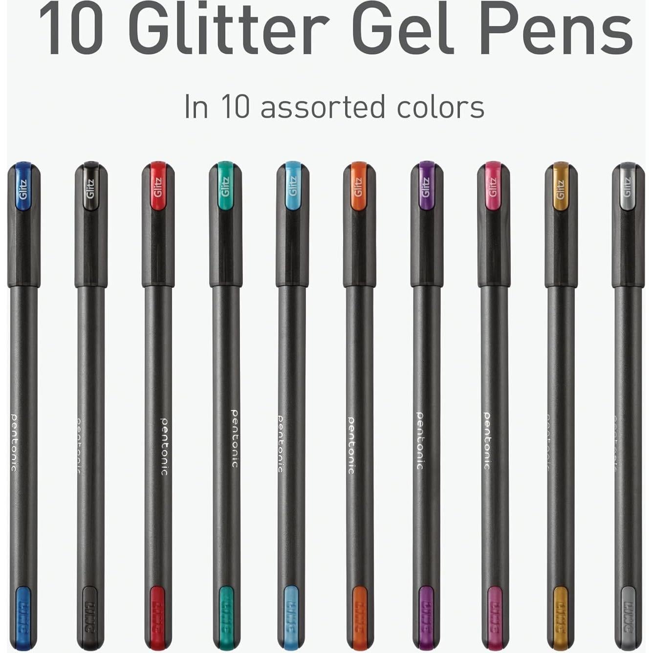 Set de Bolígrafos de Gel Brillantes Pentonic - 10 Colores, Punta 1.0 mm