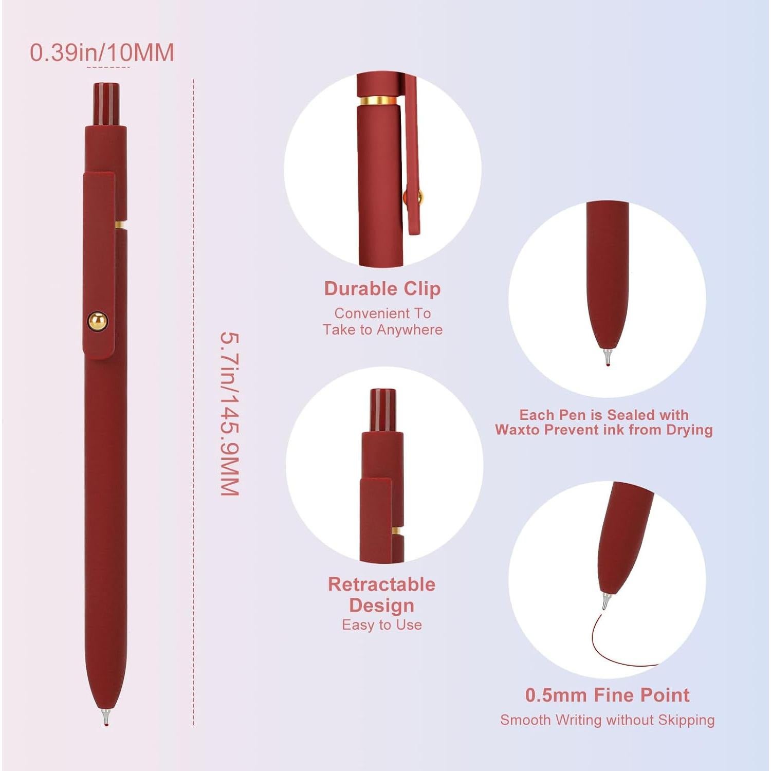 Bolígrafos de Gel Ddaowanx 0.5mm Retráctiles Multicolor 6Pcs