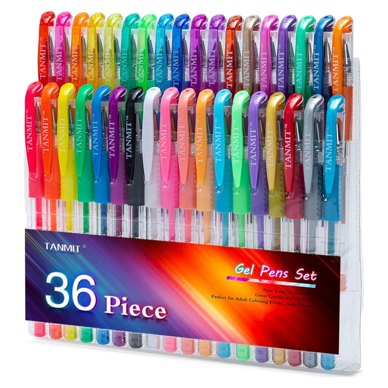Set de 36 Bolígrafos de Gel TANMIT Multicolor Punta Fina
