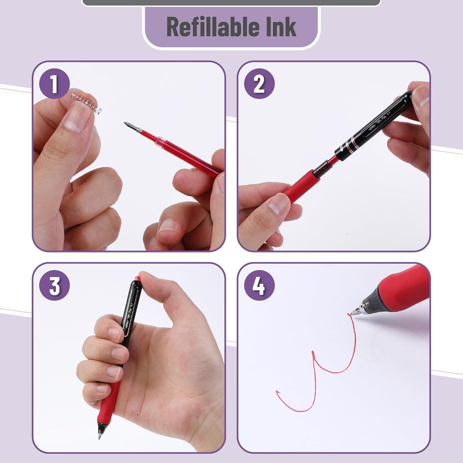 Bolígrafos de Gel Retráctiles Mr. Pen, 8 Colores, Punta Fina 0.7mm