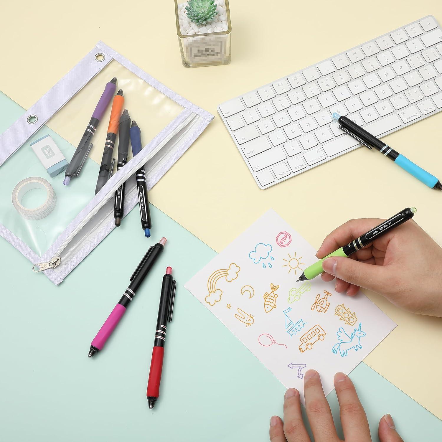 Bolígrafos de Gel Retráctiles Mr. Pen, 8 Colores, Punta Fina 0.7mm