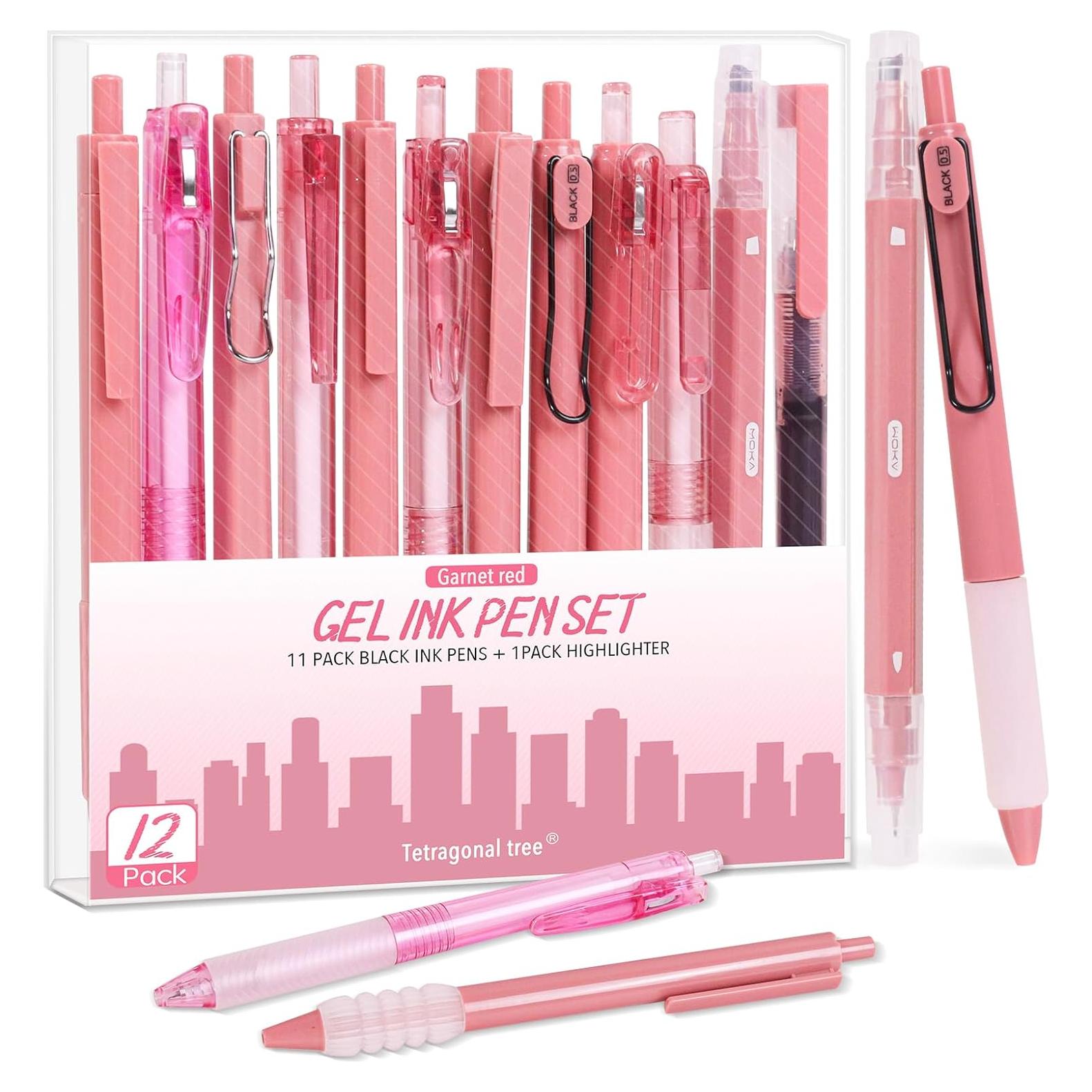 Juego de 12 bolígrafos de gel ÁRBOL TETRAGONAL 0.5mm negro