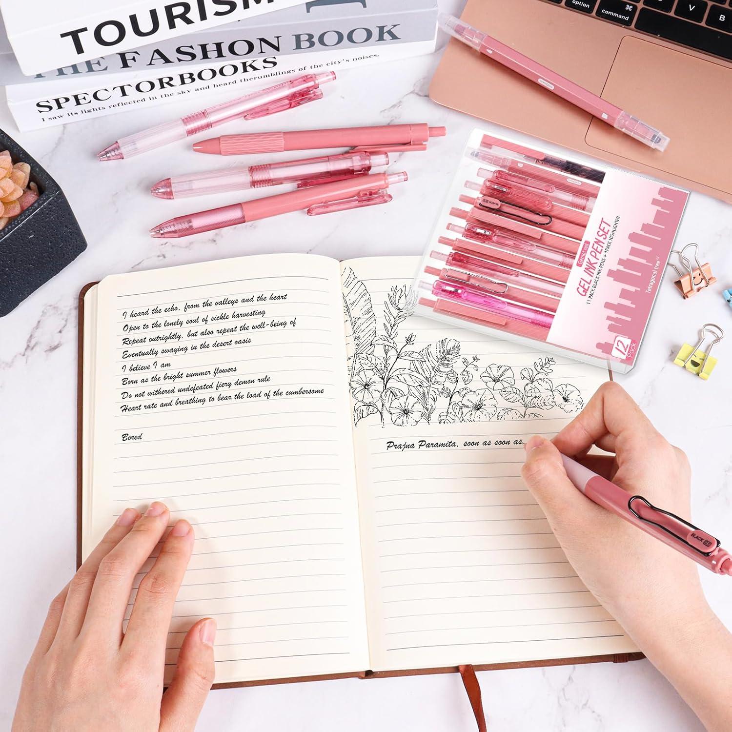 Juego de 12 bolígrafos de gel ÁRBOL TETRAGONAL 0.5mm negro