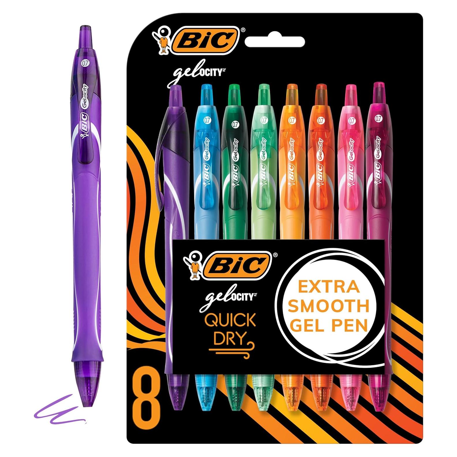 Bolígrafos de Gel BIC Gelocity Rápido Secado 0.7mm - 8 Colores