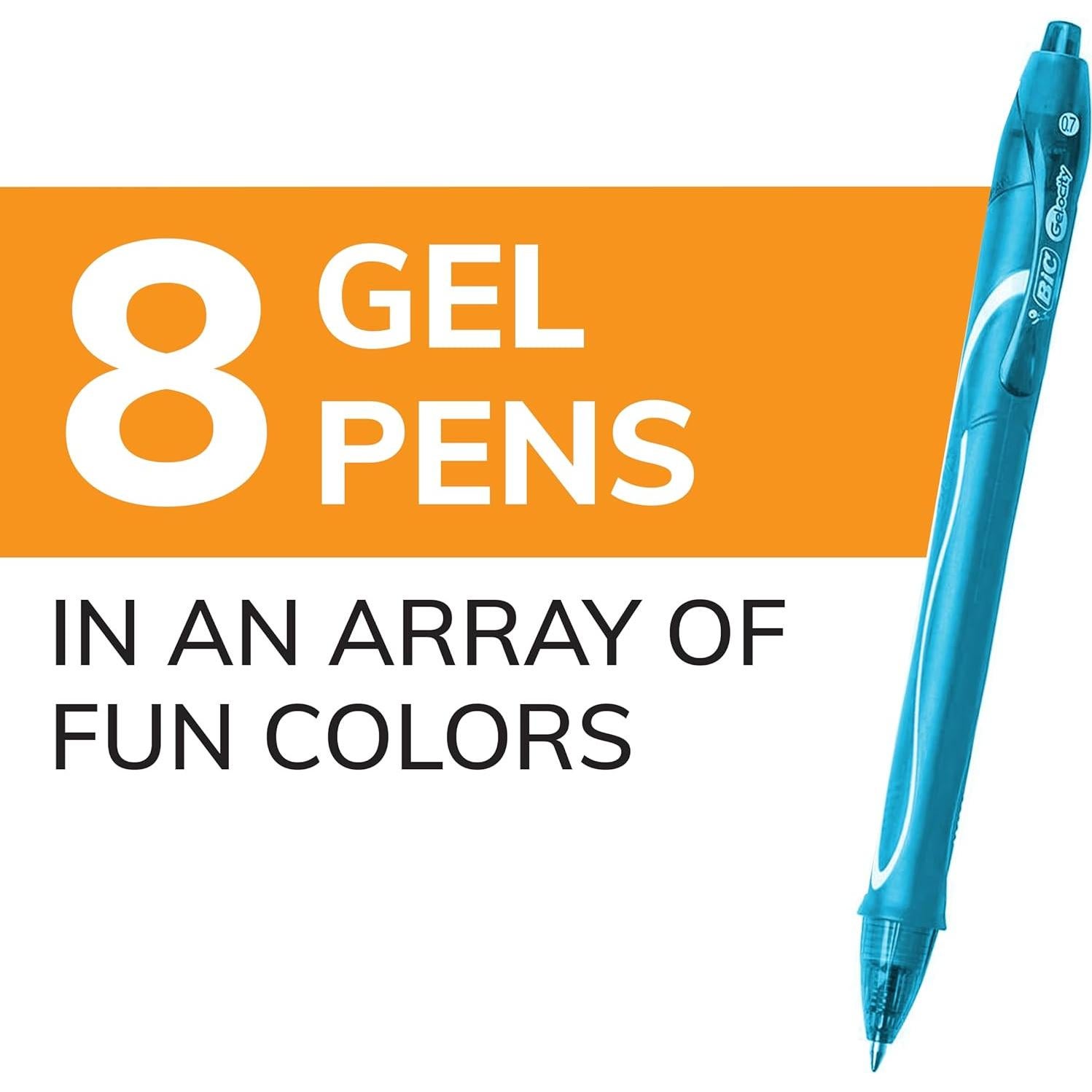 Bolígrafos de Gel BIC Gelocity Rápido Secado 0.7mm - 8 Colores