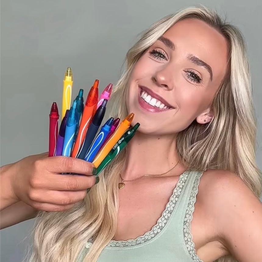 Bolígrafos de Gel BIC Gelocity Secado Rápido, 12 Colores, 0.7mm