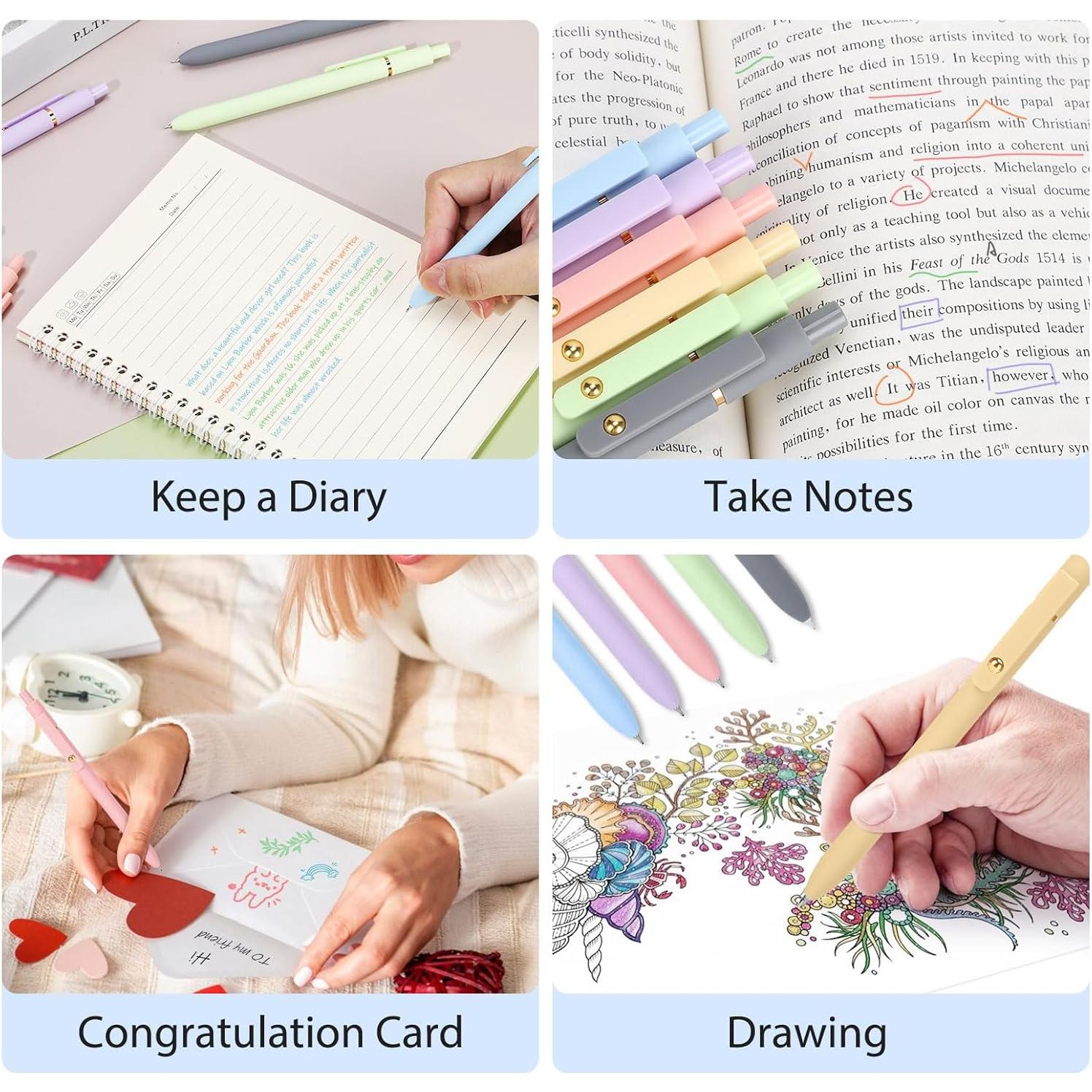 Bolígrafos de Gel FIOVER, Paquete de 6, Punta Media 0.7mm