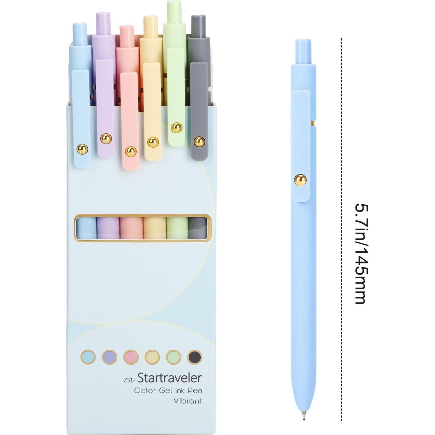 Bolígrafos de Gel FIOVER, Paquete de 6, Punta Media 0.7mm