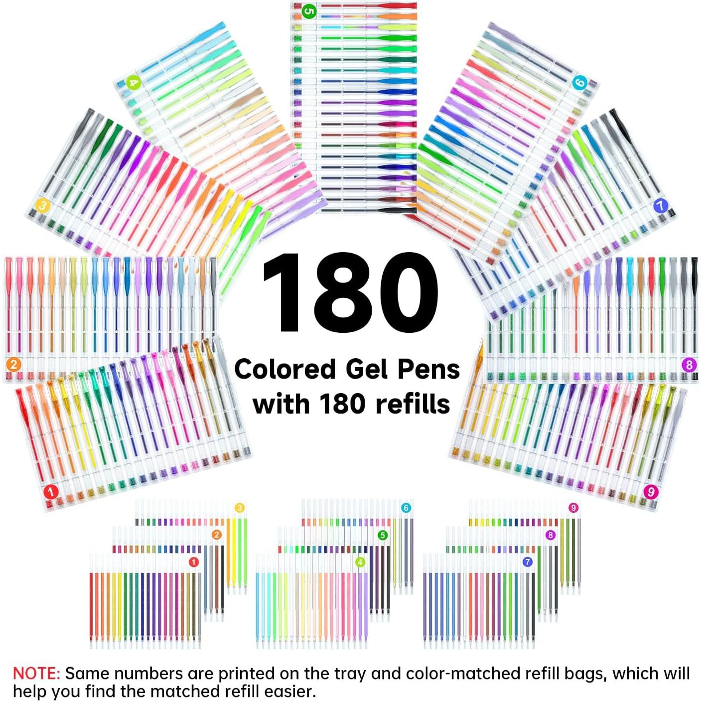 Conjunto de 360 Marcadores de Gel Shuttle Art - 180 Colores y Recargas