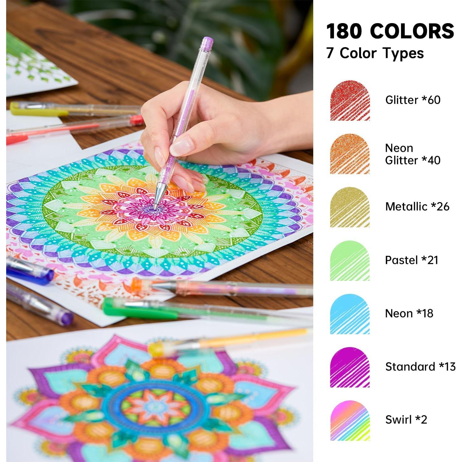 Conjunto de 360 Marcadores de Gel Shuttle Art - 180 Colores y Recargas