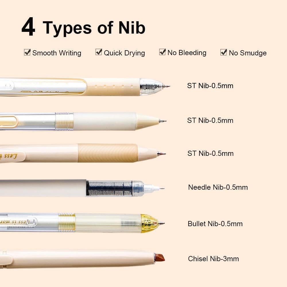 Set de 6 bolígrafos de gel pastel VideMundi con resaltador