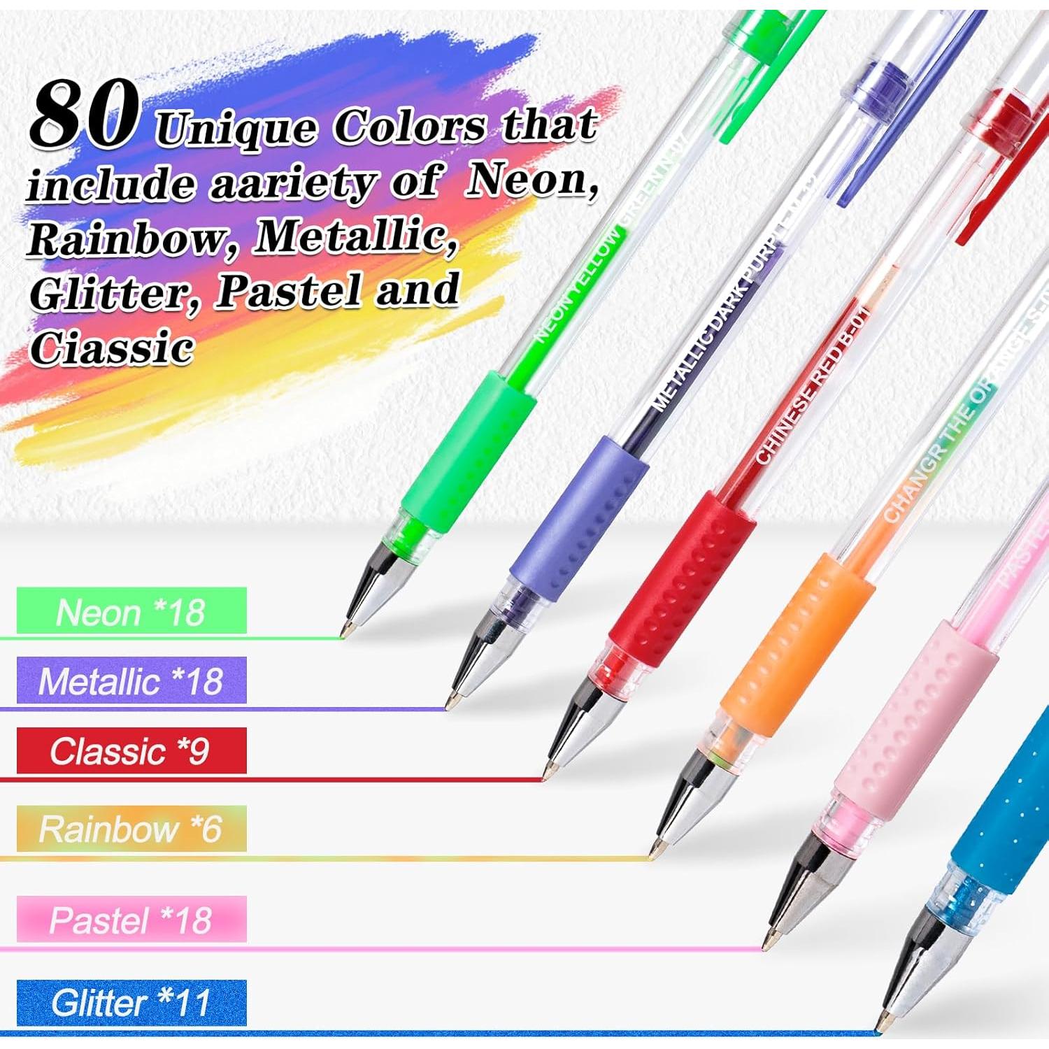 Set de 160 Bolígrafos de Gel Aen Art Multicolor 80 Colores
