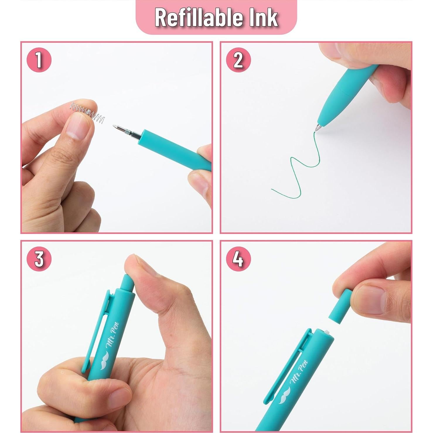 Bolígrafos de Gel Mr. Pen, Paquete de 12, Punta Fina 0.7mm