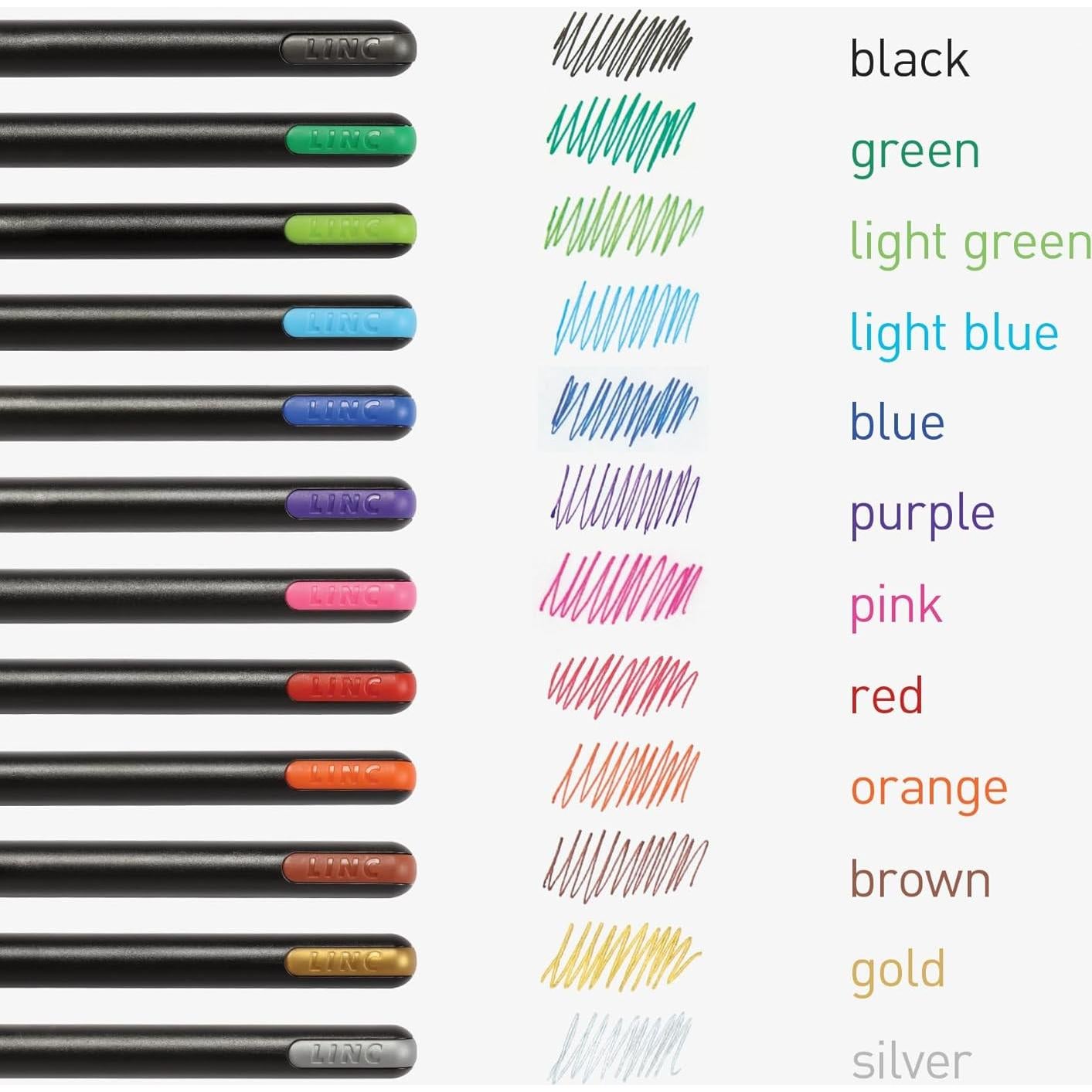 Pentonic Gel Pens In Pen Organizer Case, 12 Count, Assorted Colored Ink, 0.6 mm, 0.7 mm, 1.0 mm, Smooth Writing (PEN12185)