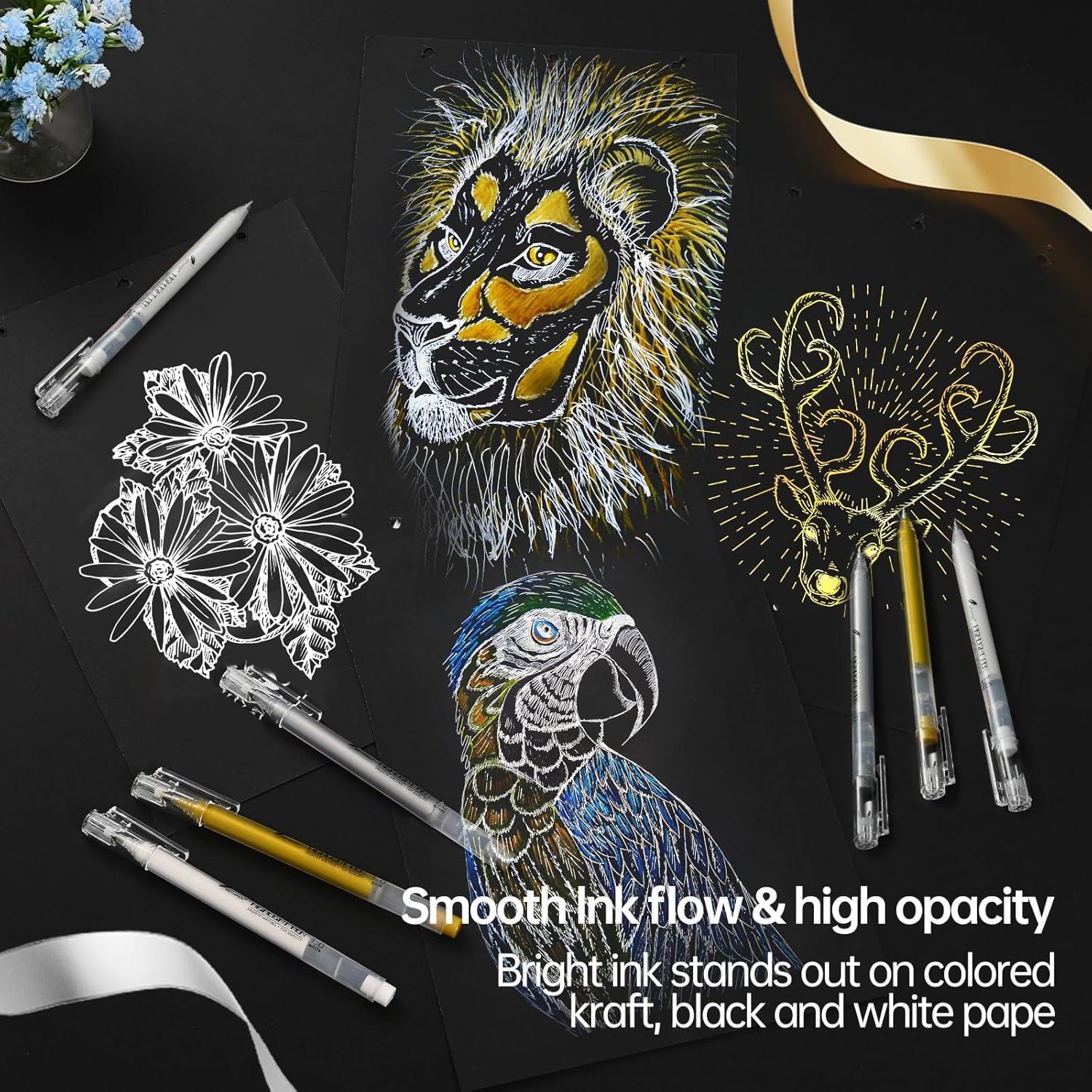 Set de 3 Bolígrafos de Gel Blanco GETHPEN 1.0mm Punta Fina