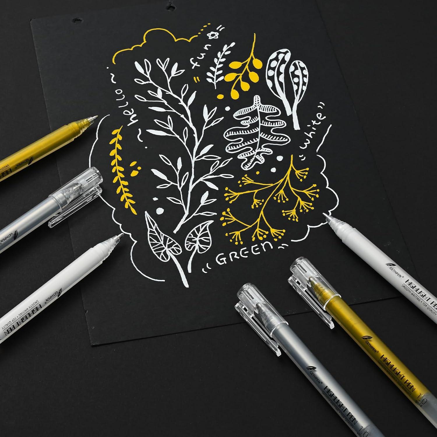 Set de 3 Bolígrafos de Gel Blanco GETHPEN 1.0mm Punta Fina