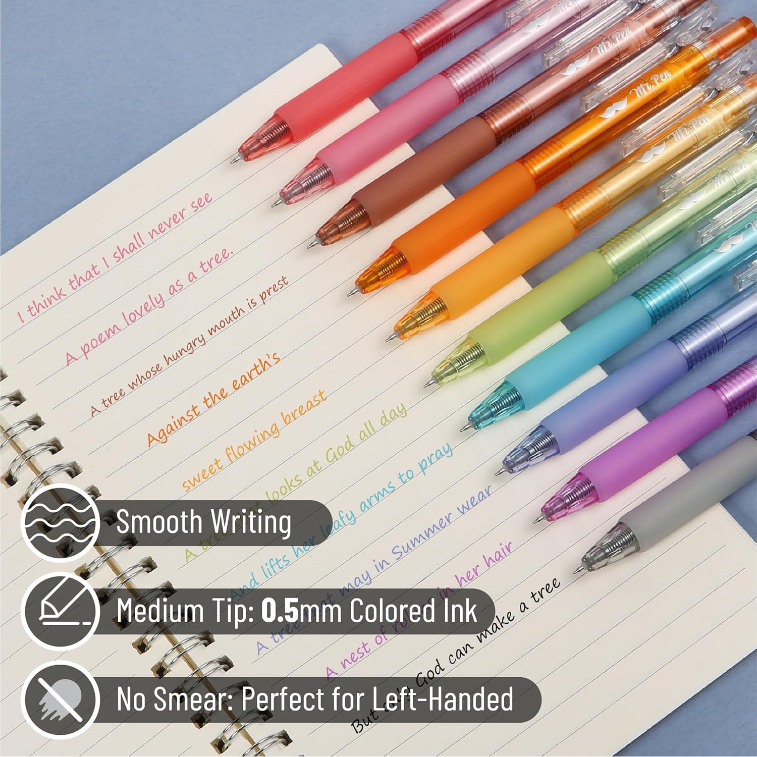 Bolígrafos de Gel Retráctiles Mr. Pen, 10 Colores Caramelo, 0.5mm