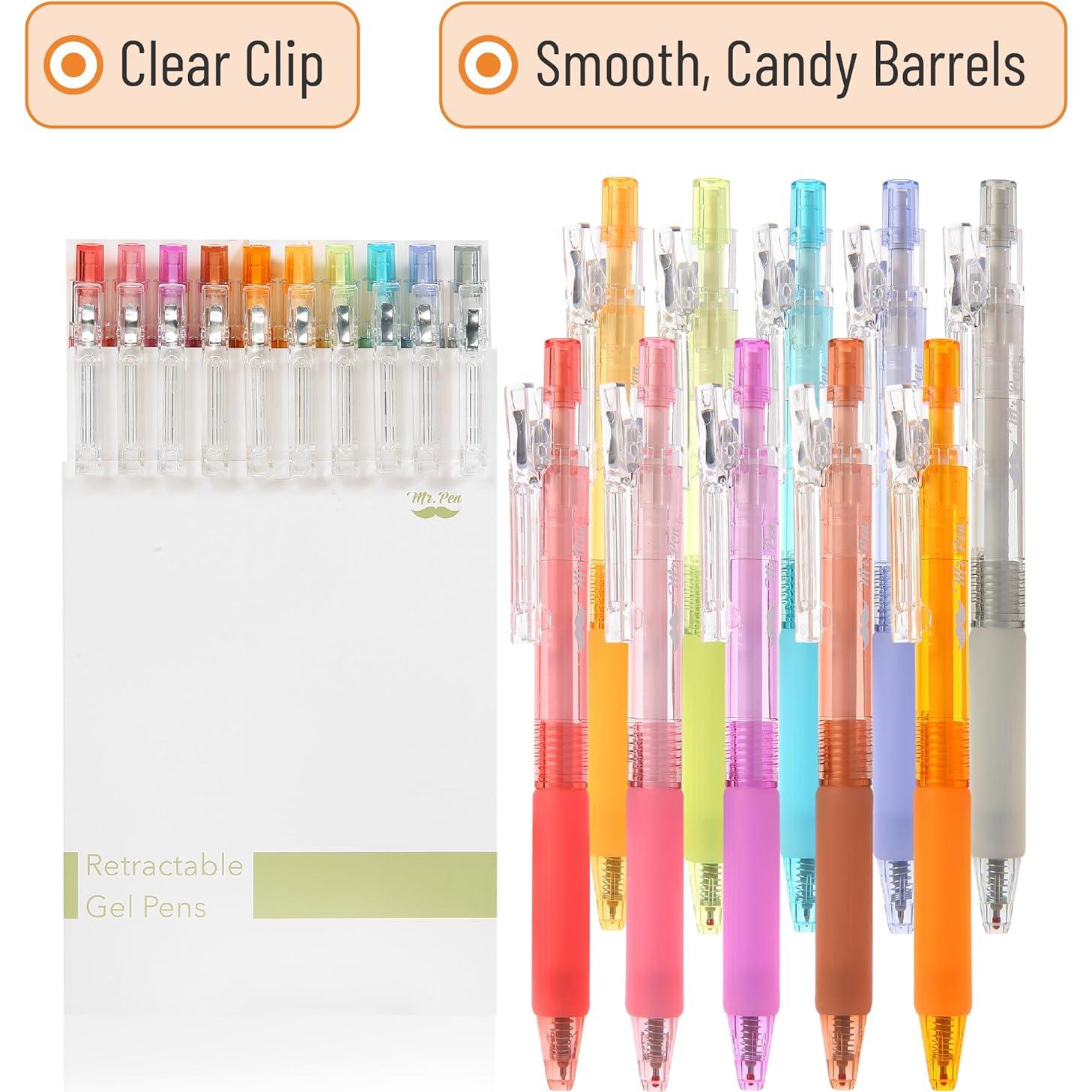 Bolígrafos de Gel Retráctiles Mr. Pen, 10 Colores Caramelo, 0.5mm