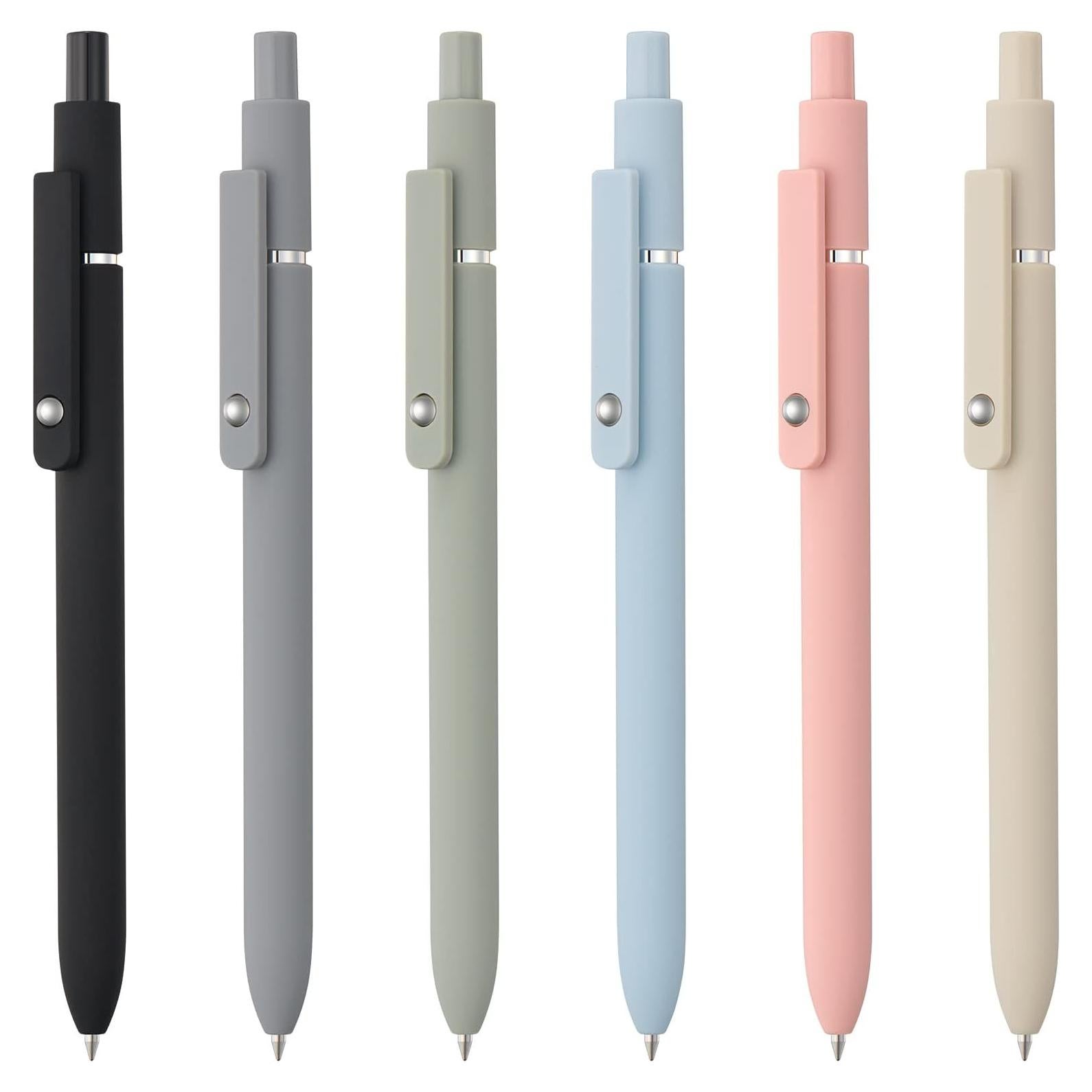 Bolígrafos de Gel LINFANC 6 Pack Punta Fina 0.5mm Tinta Negra