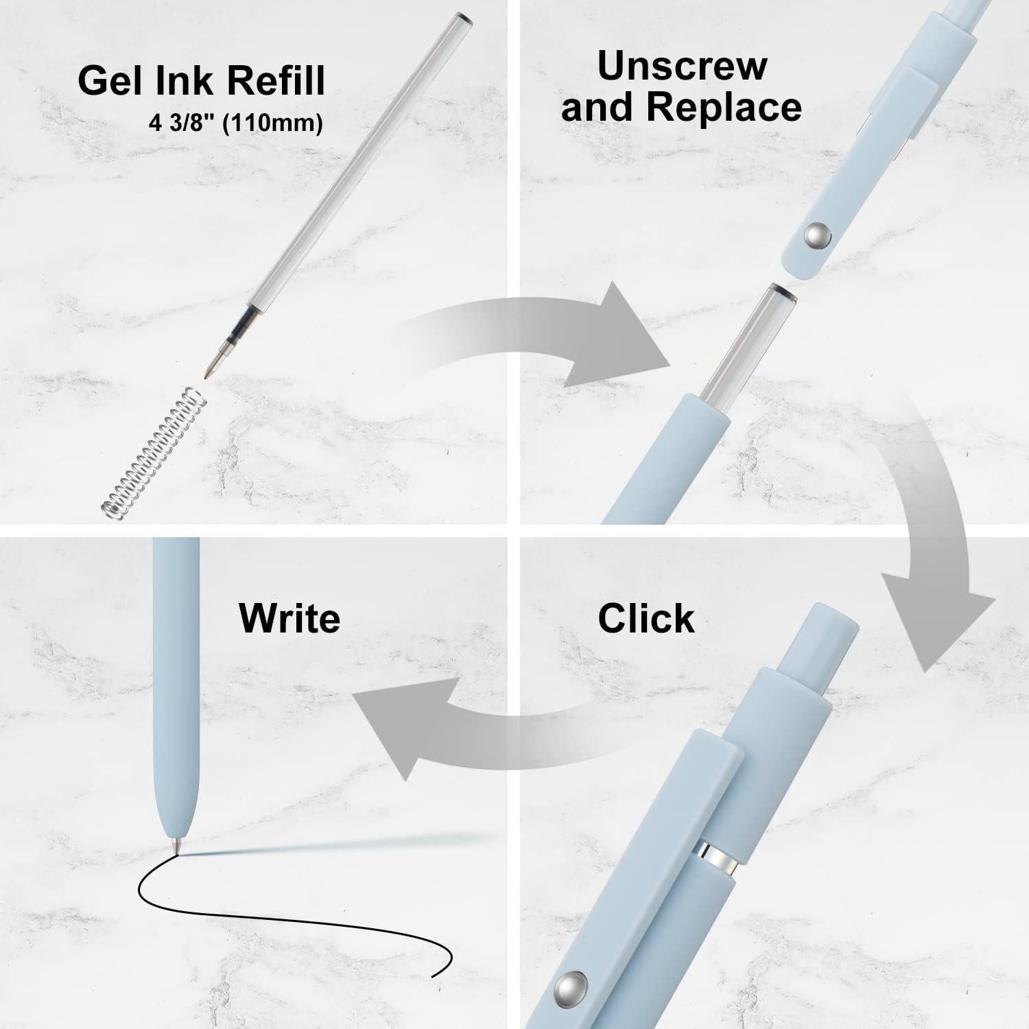 Bolígrafos de Gel LINFANC 6 Pack Punta Fina 0.5mm Tinta Negra