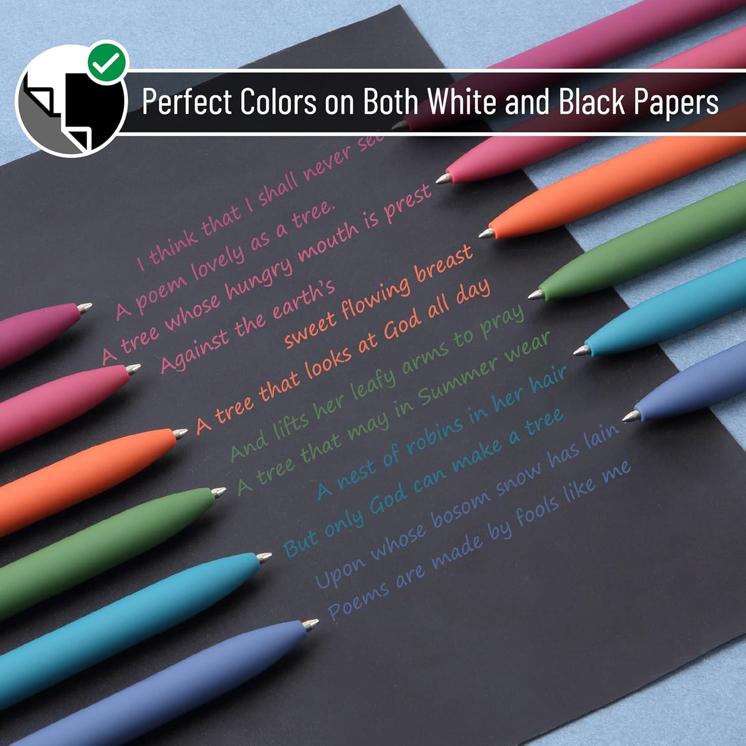 Bolígrafos retráctiles Mr. Pen, 12 colores, 0.7mm, estuche