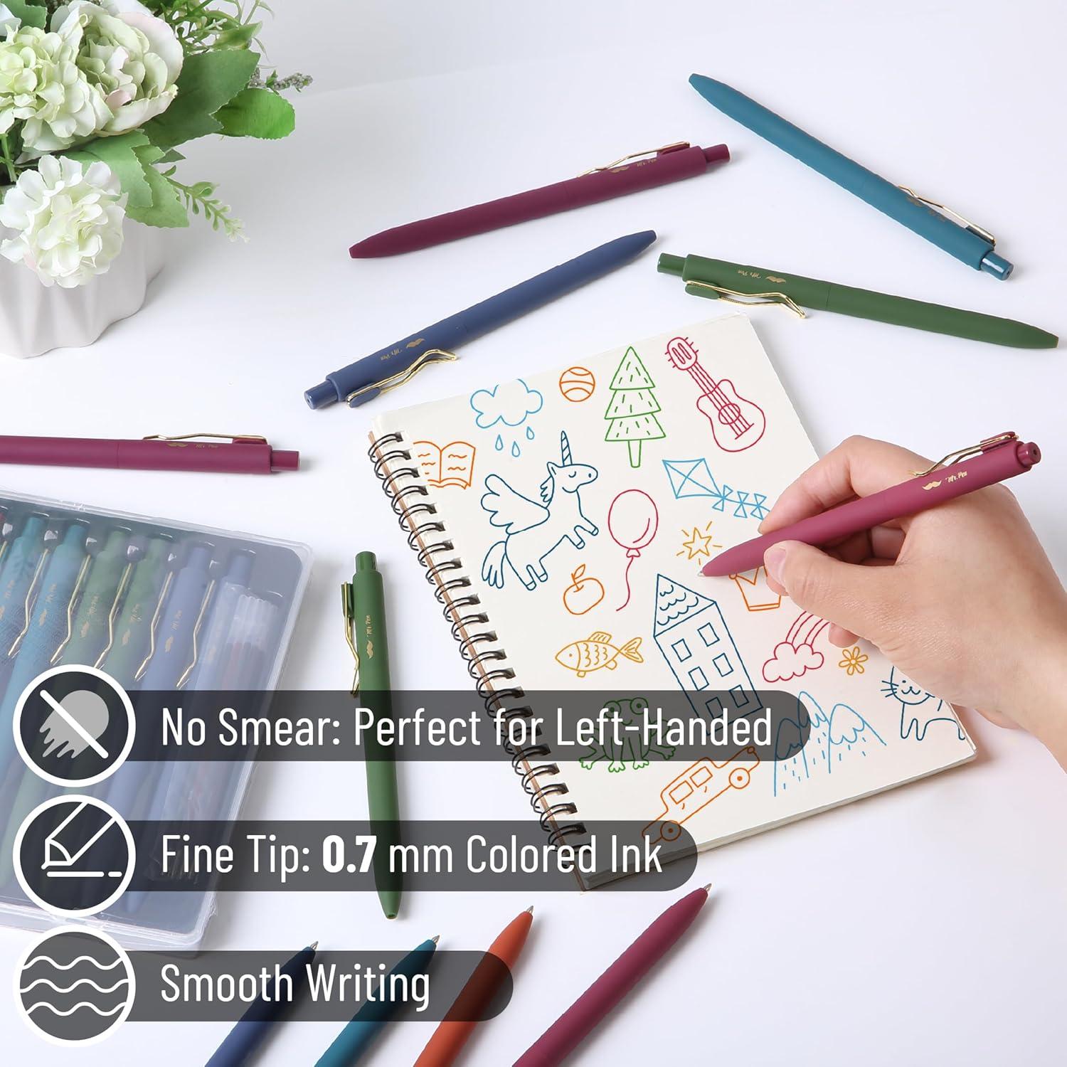 Bolígrafos retráctiles Mr. Pen, 12 colores, 0.7mm, estuche