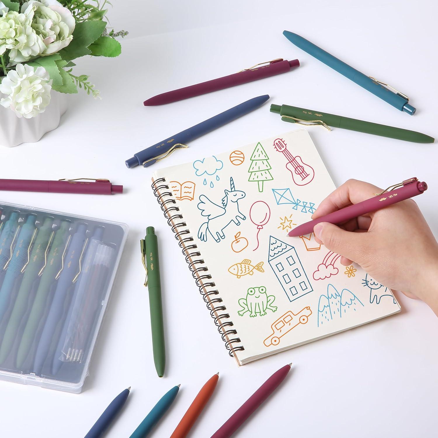 Bolígrafos retráctiles Mr. Pen, 12 colores, 0.7mm, estuche