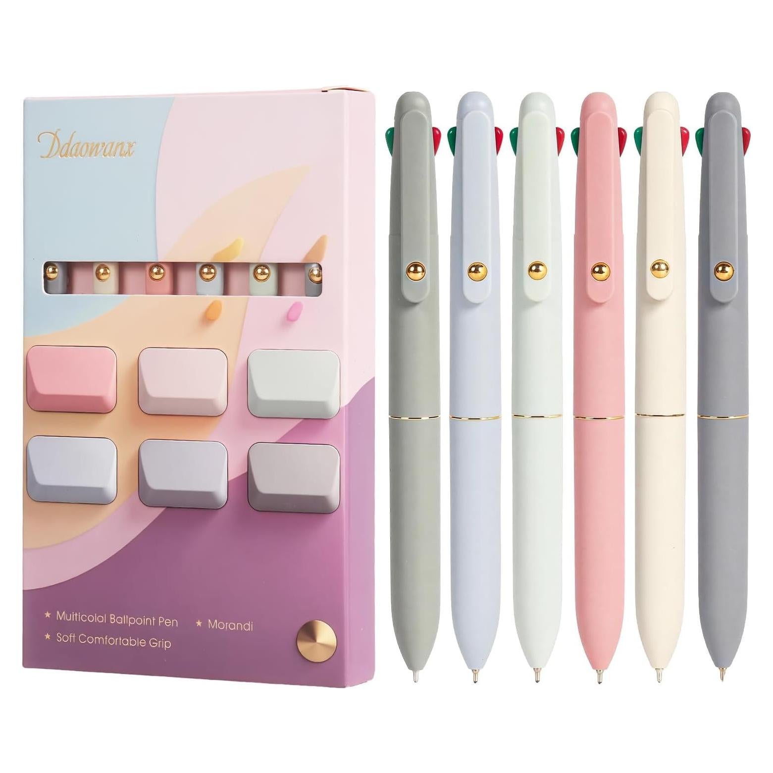 Bolígrafos Multicolor Ddaowanx 4 en 1 Punta Fina 0.5mm - Paquete de 6