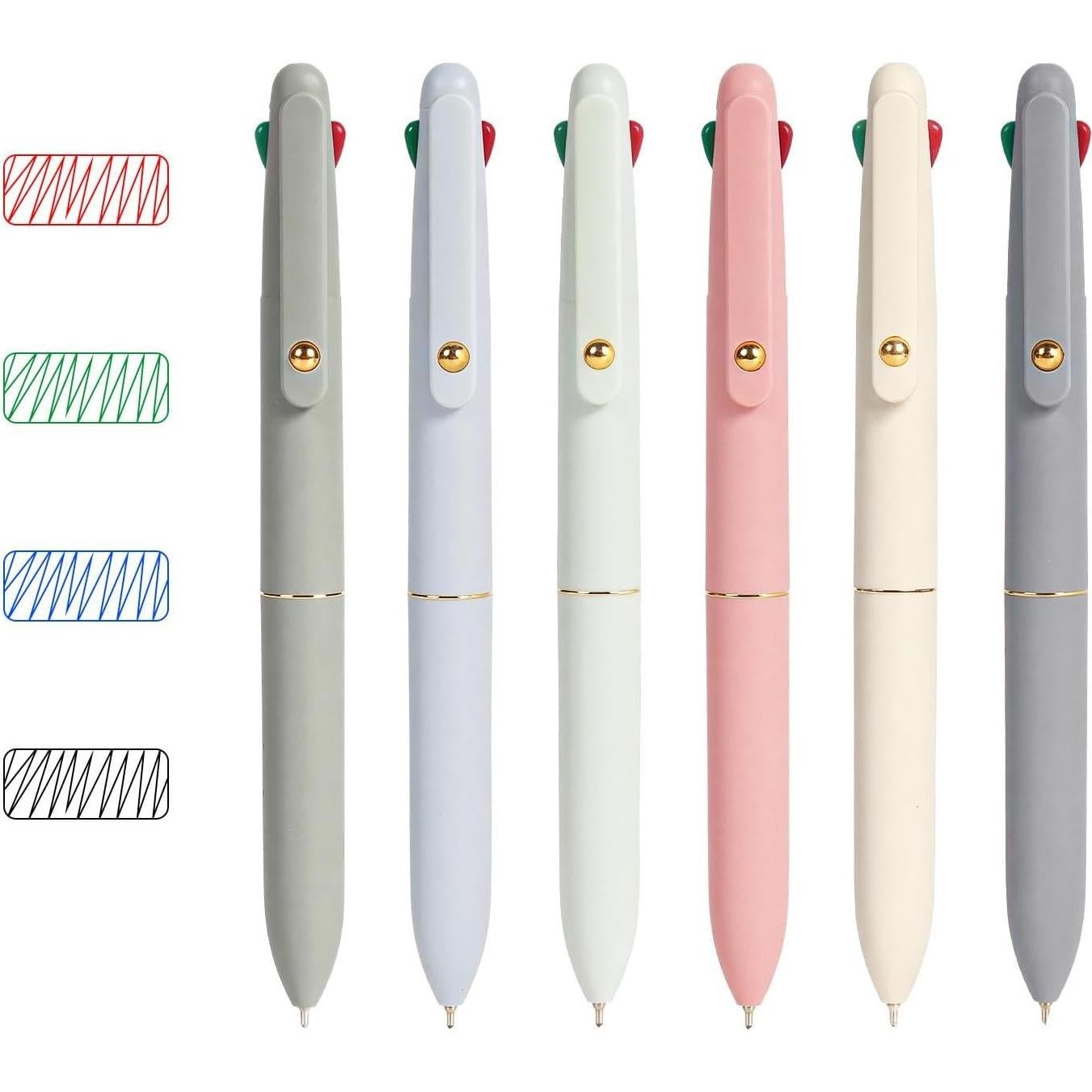 Bolígrafos Multicolor Ddaowanx 4 en 1 Punta Fina 0.5mm - Paquete de 6