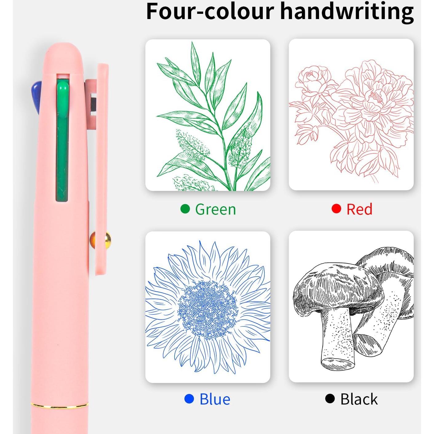 Bolígrafos Multicolor Ddaowanx 4 en 1 Punta Fina 0.5mm - Paquete de 6