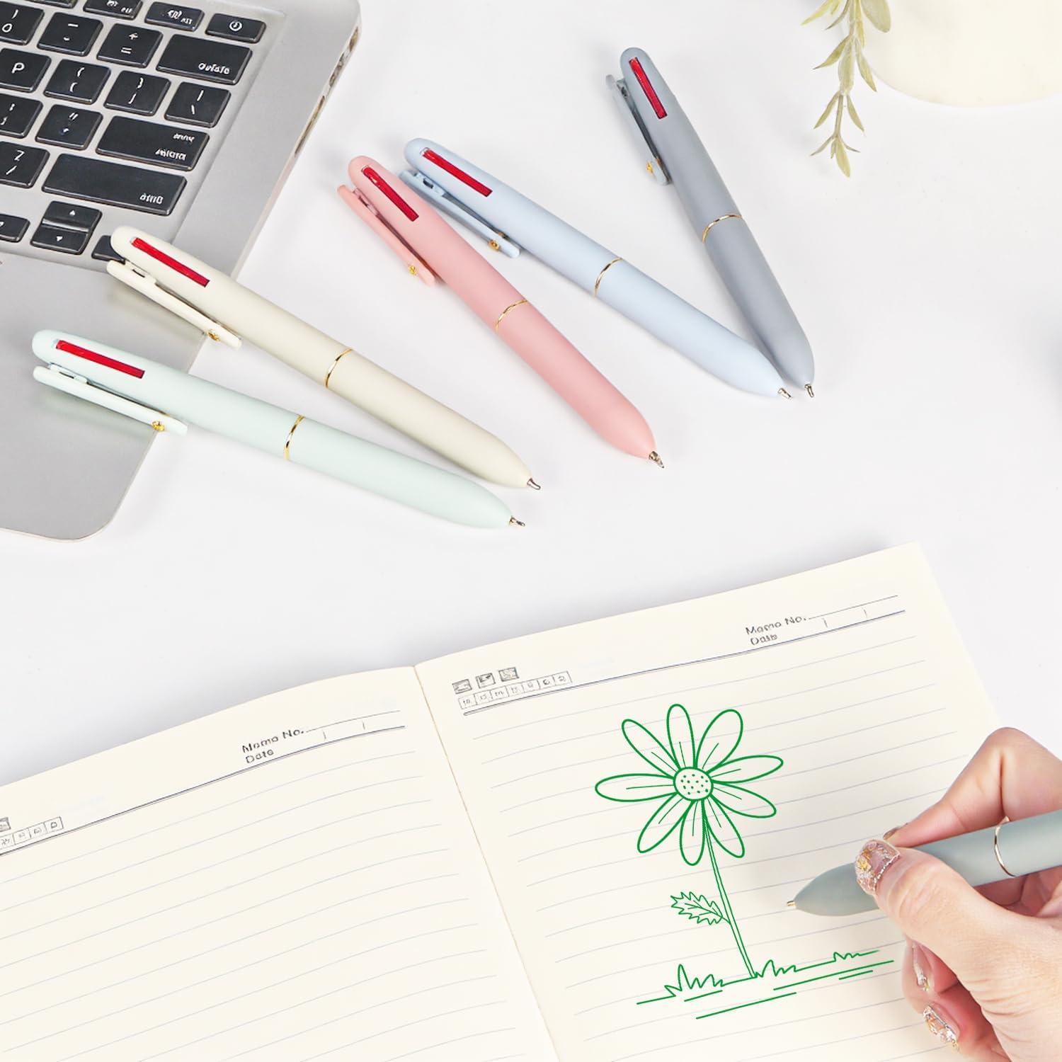 Bolígrafos Multicolor Ddaowanx 4 en 1 Punta Fina 0.5mm - Paquete de 6