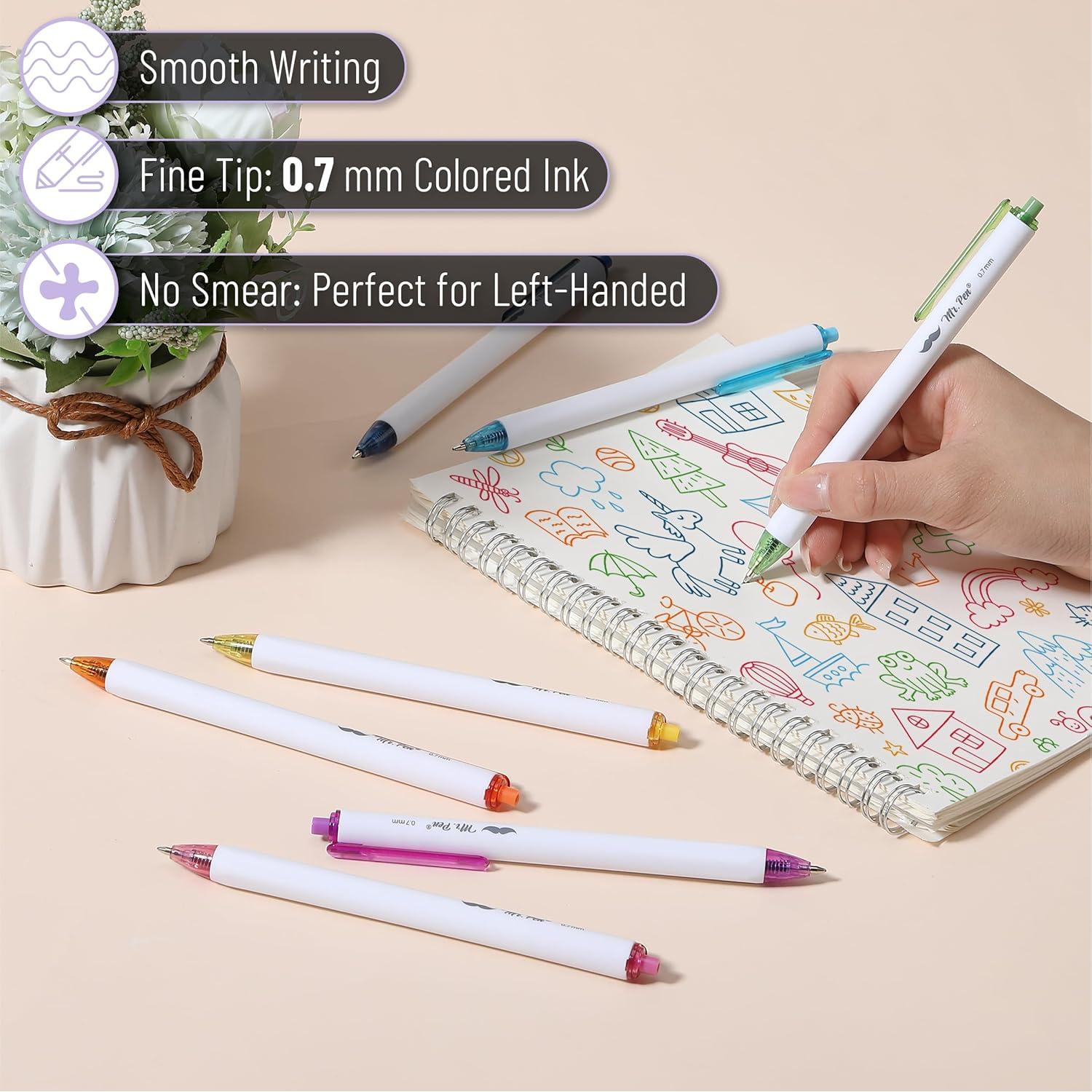 Bolígrafos de tinta de colores surtidos Mr. Pen - 10 unidades 0.7mm