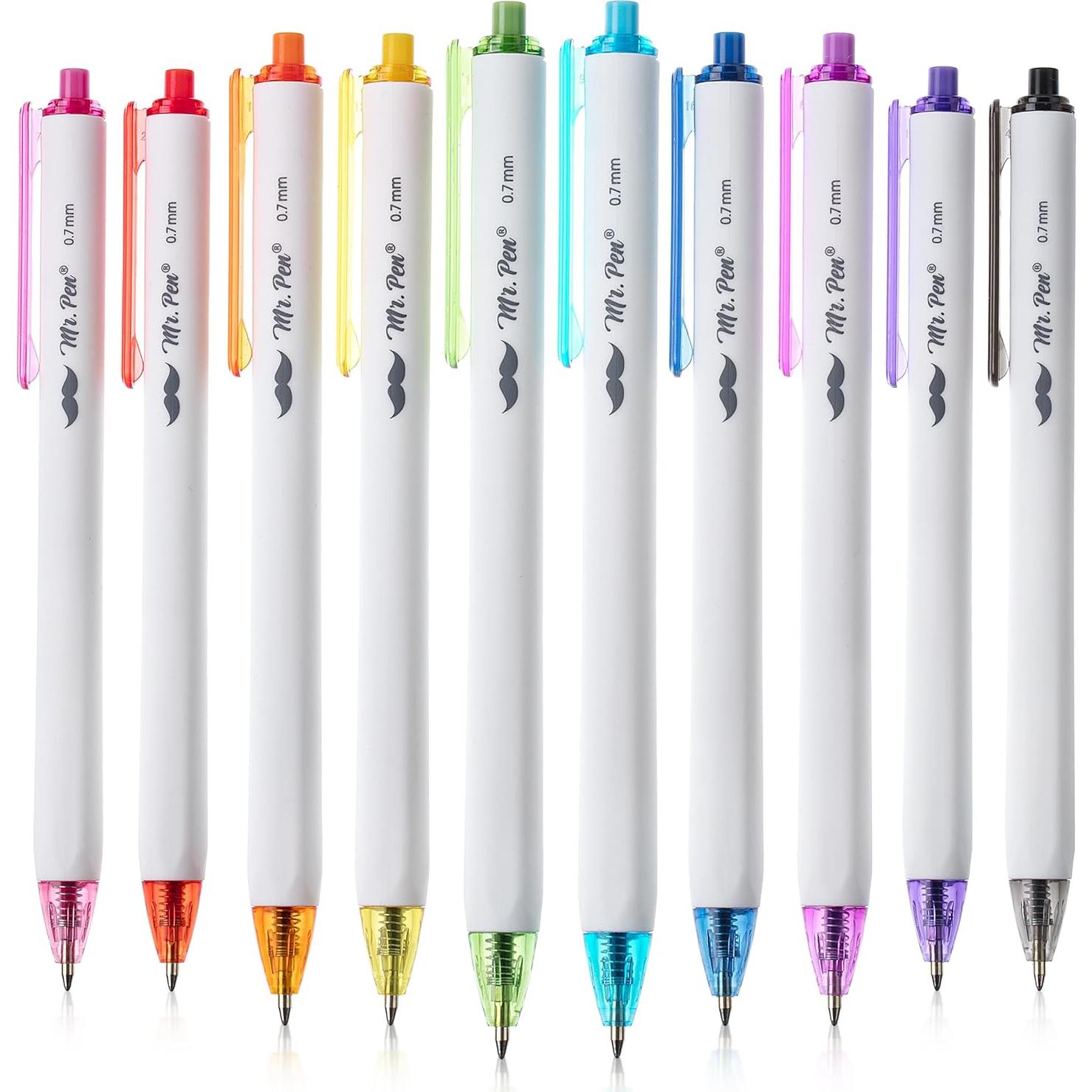 Bolígrafos de tinta de colores surtidos Mr. Pen - 10 unidades 0.7mm