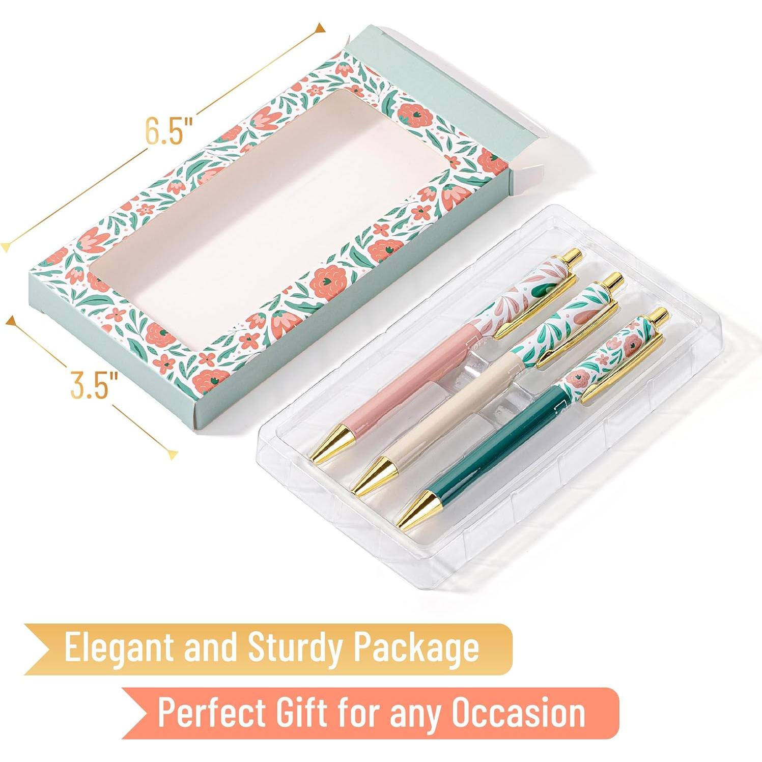 Conjunto de bolígrafos florales de lujo Mr. Pen - 3 piezas tinta negra