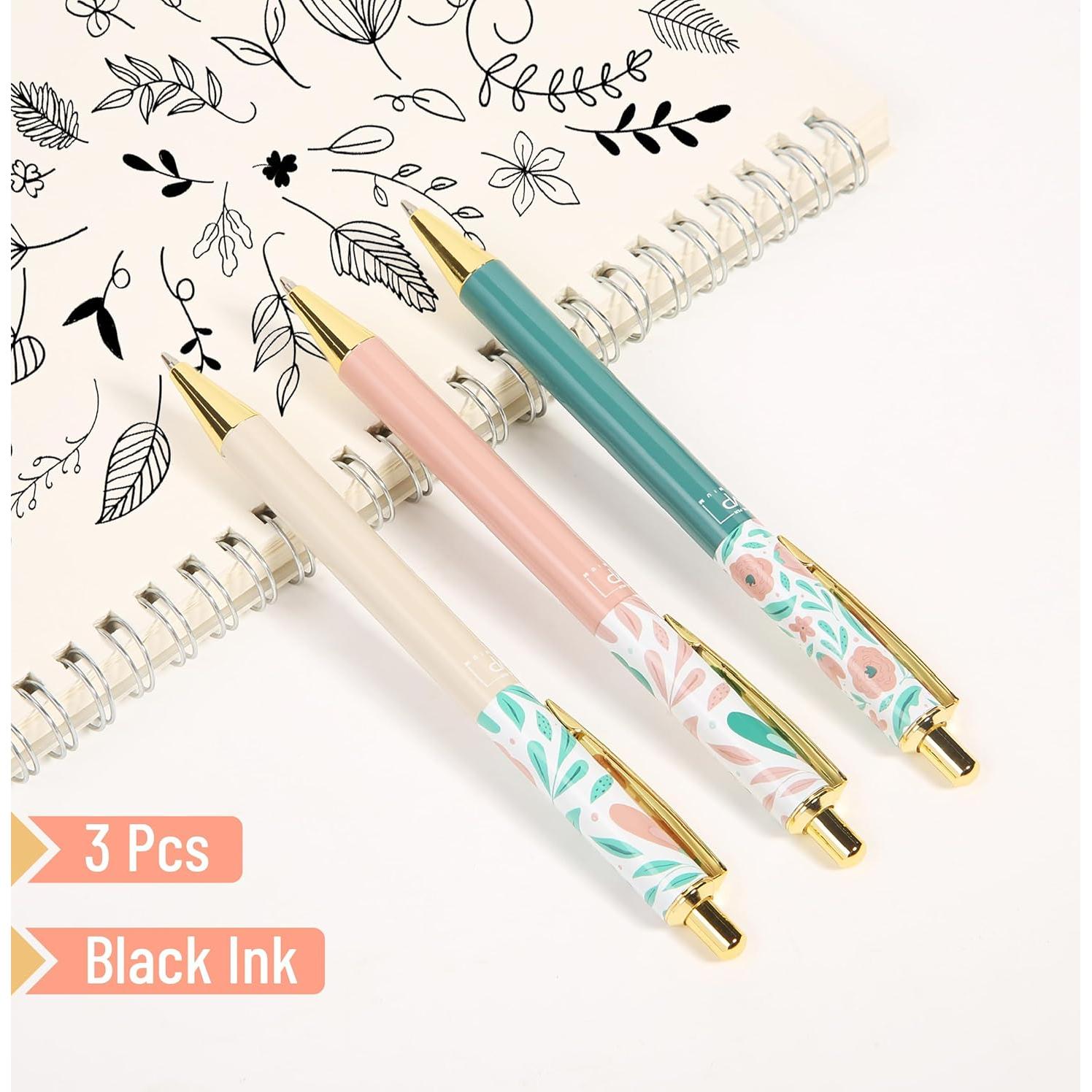 Conjunto de bolígrafos florales de lujo Mr. Pen - 3 piezas tinta negra