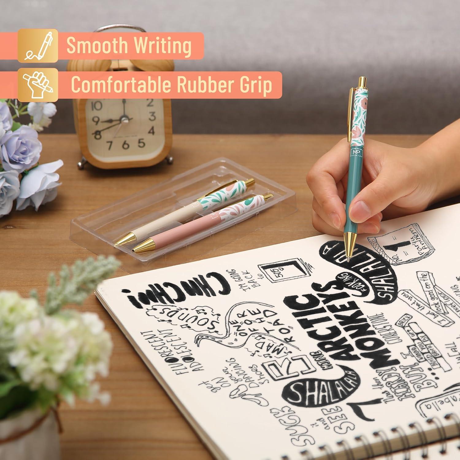 Conjunto de bolígrafos florales de lujo Mr. Pen - 3 piezas tinta negra