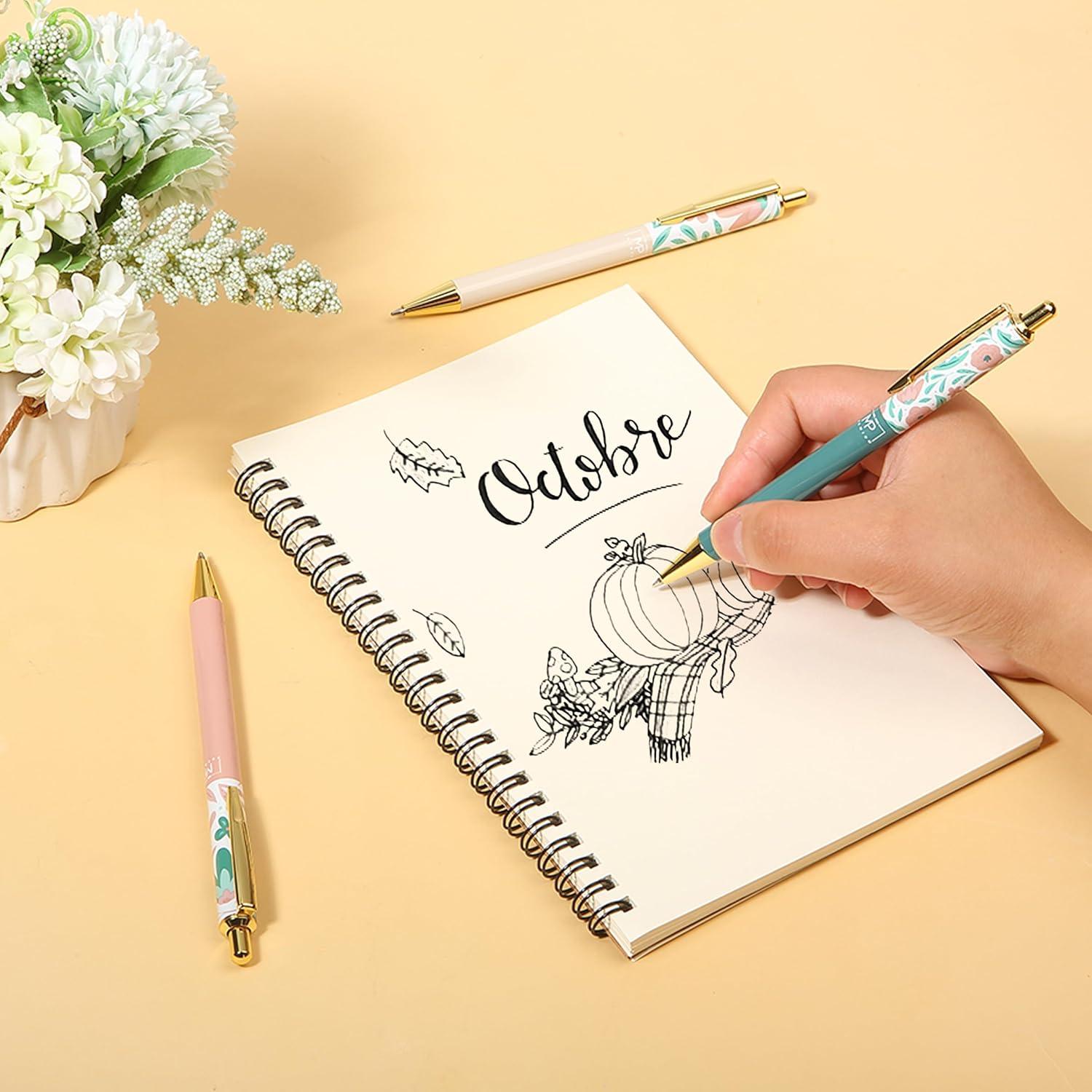 Conjunto de bolígrafos florales de lujo Mr. Pen - 3 piezas tinta negra