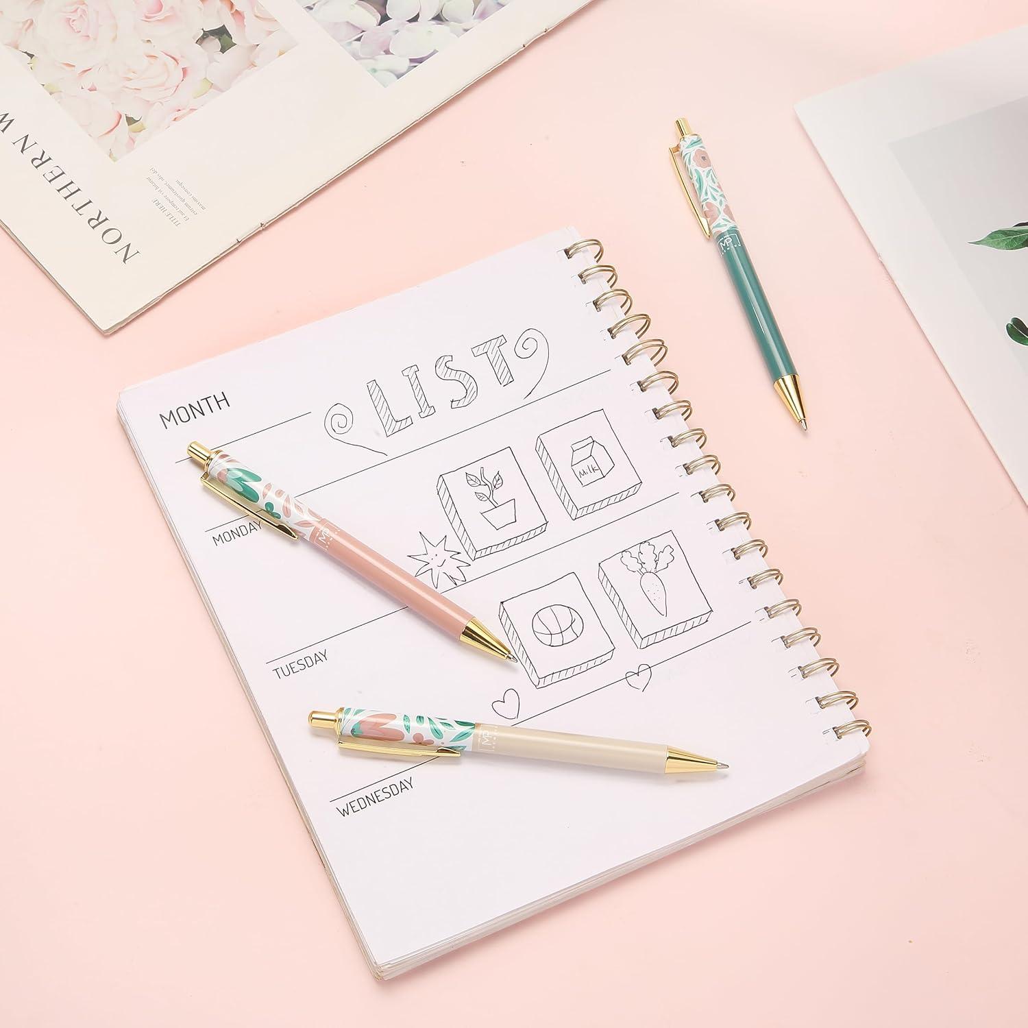 Conjunto de bolígrafos florales de lujo Mr. Pen - 3 piezas tinta negra